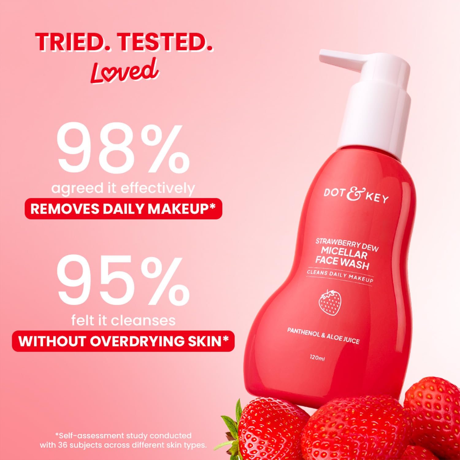 Dot & Key Strawberry Dew Micellar Face Wash, Cleanses Daily Makeup, Non-Drying & Soap-Free Formula 120ml thumbnail