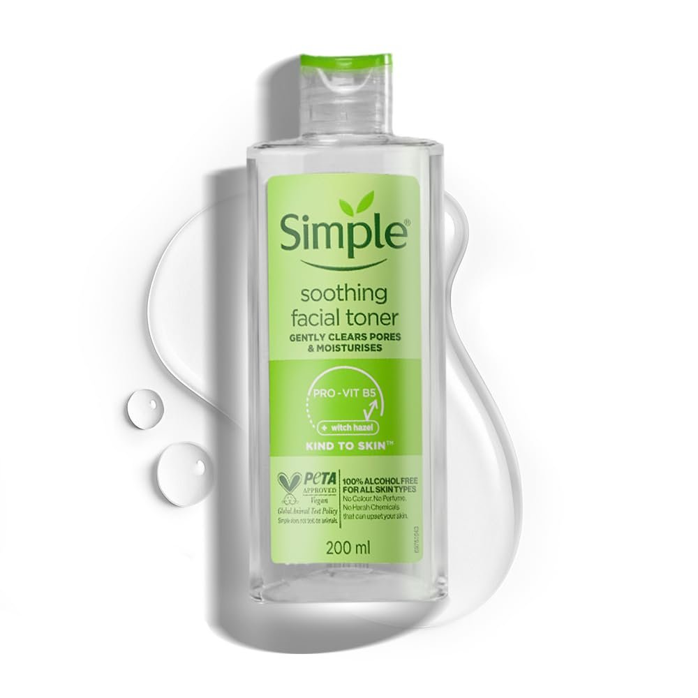 Simple Kind to Skin Soothing Facial Toner 200ml | Keeps skin toned & refreshed and restores the skin's natural PH level | For All Skin types thumbnail
