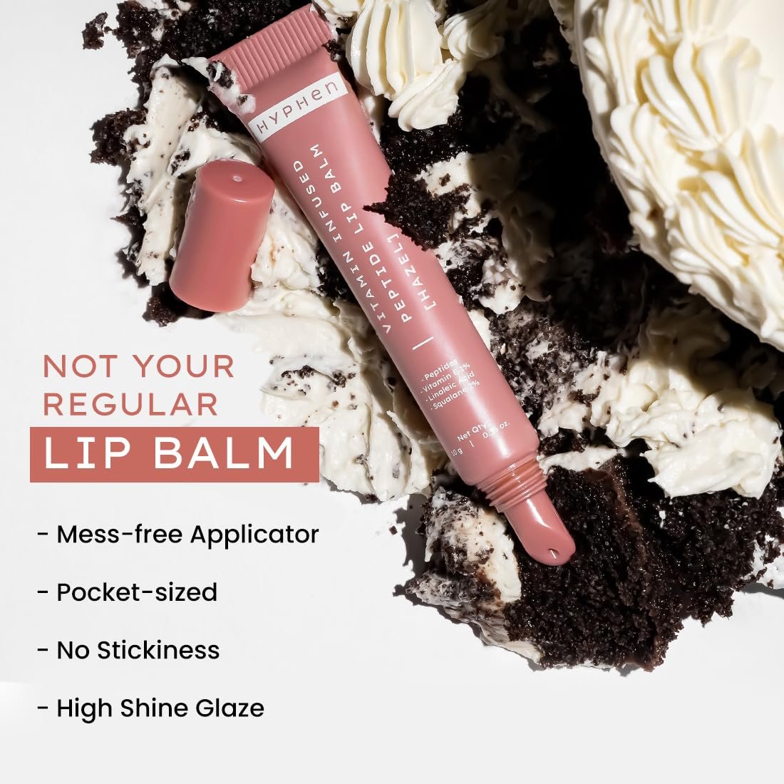 Hyphen Tinted Lip Balm - Hazel | 1% Vitamin E, 2% Squalane & Peptides | Brightening Lip Balm for Dark Lips | 24h Moisturization & Hydration for Dry & Chapped Lips - 10 g, Brown thumbnail