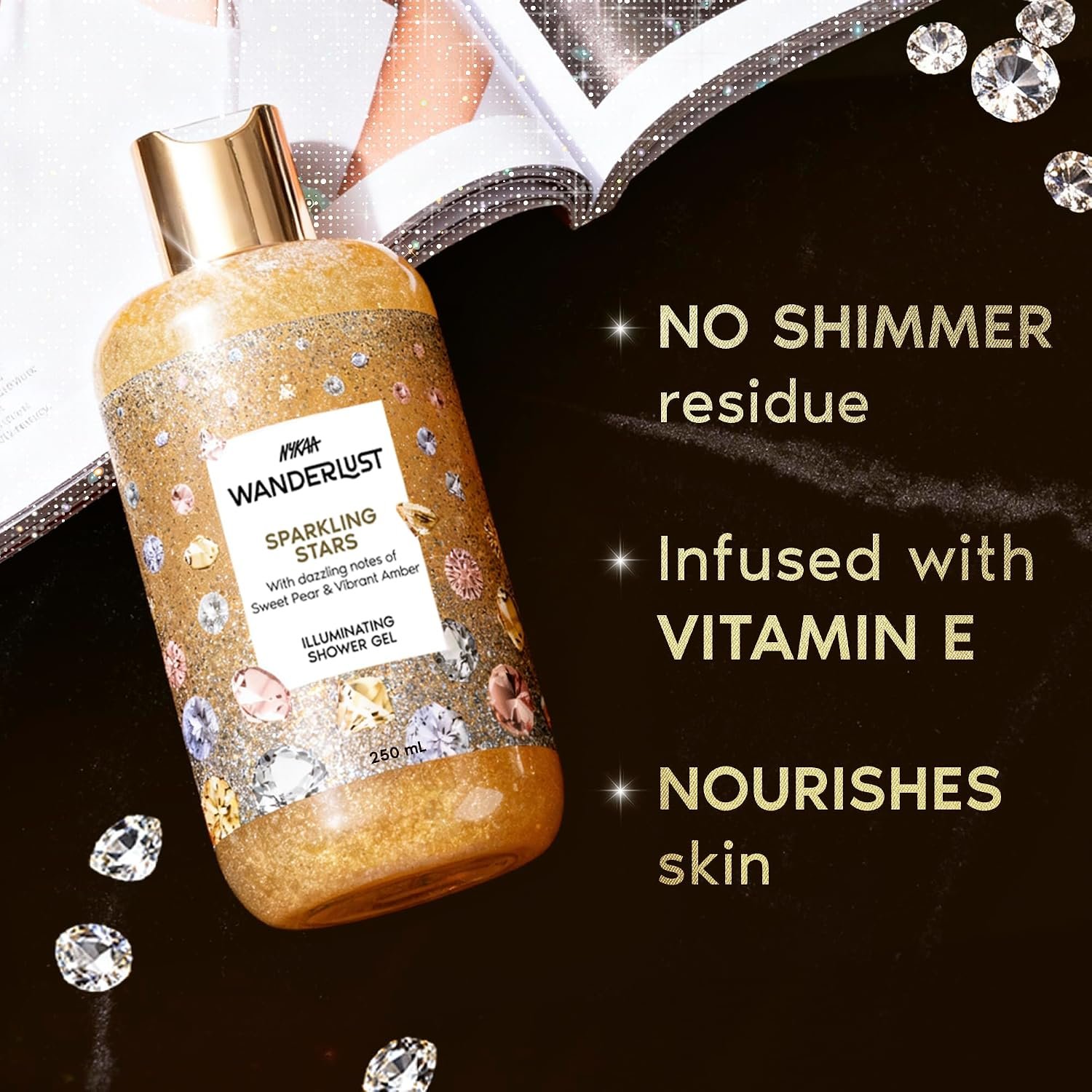 Nykaa Wanderlust Sparkling Stars Body Wash & Shower Gel, 250ml | Hydrating & Nourishing Cleanser | Soft, Smooth & Glowing Skin | Fruity & Luxurious Fragrance | thumbnail