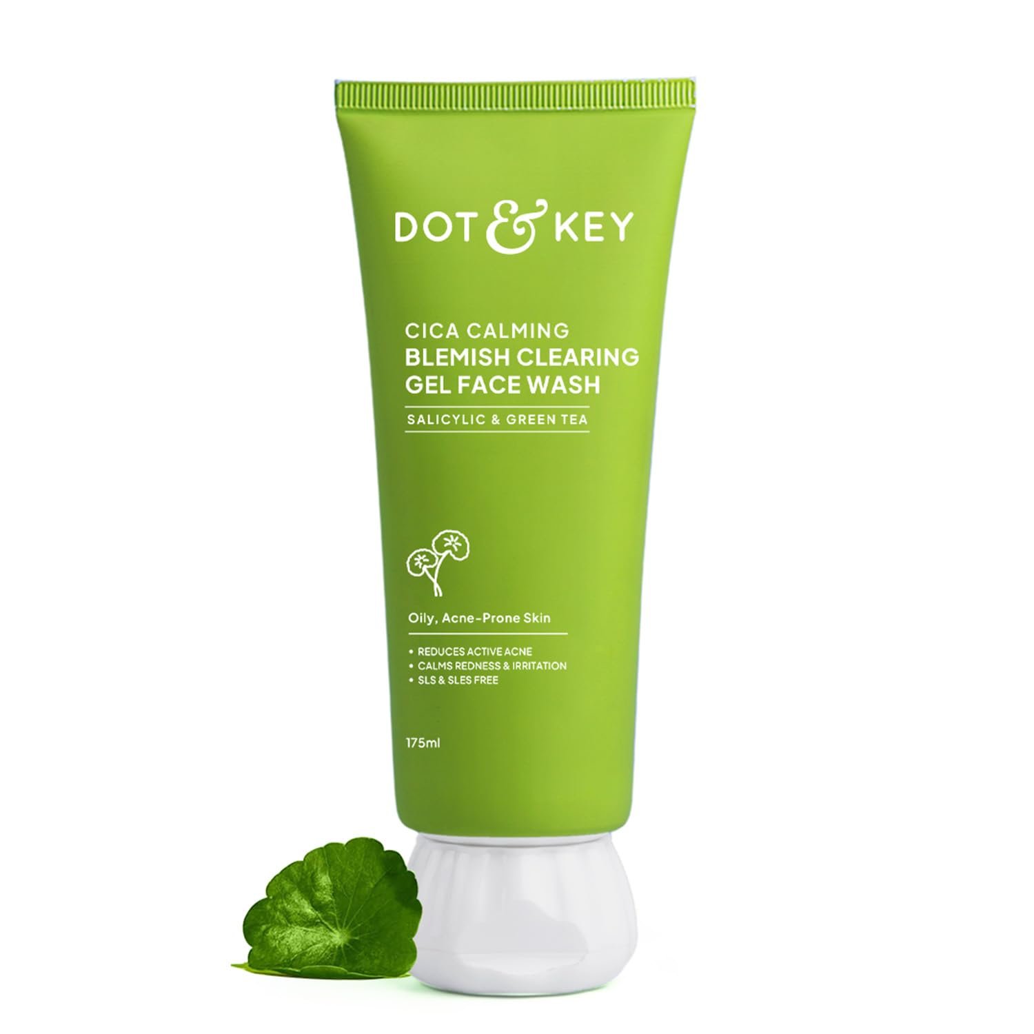 Dot & Key CICA Face Wash for Acne Prone Skin, 2% Salicylic Acid with Green Tea | For Oily & Sensitive Skin | Sulphate Free for Men & Women 175ml