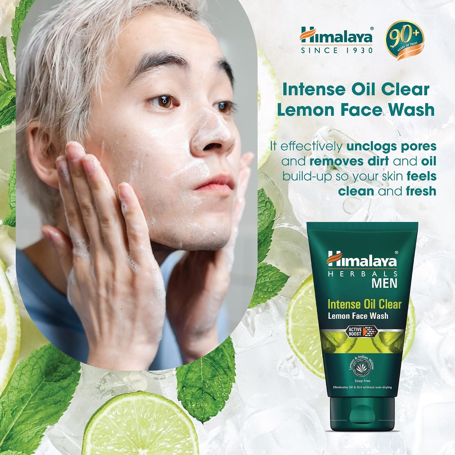 Himalaya Men Intense Oil Clear Lemon Face Wash – Deep Cleansing & Oil Control Facial Cleanser for Fresh, Clear-Looking Skin, 100ml thumbnail