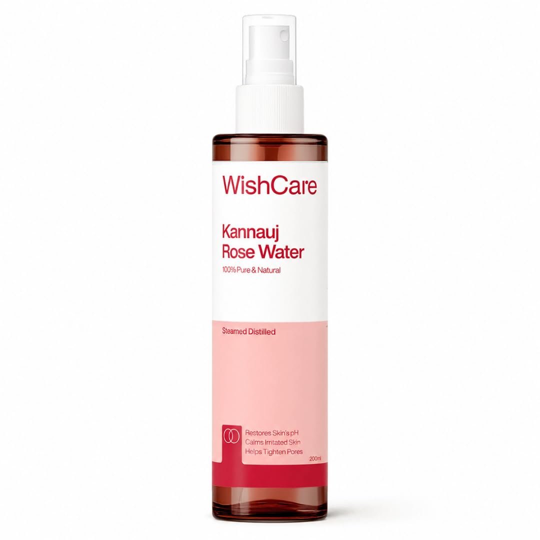 WishCare 100% Pure & Natural Rose Water For Face, Skin & Hair - Rose Water Toner for Glowing Skin - Free from Paraben & Alcohol 200ml thumbnail