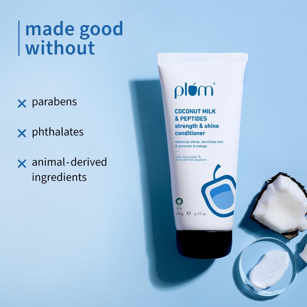 Plum Coconut Milk & Peptides Conditioner for Dull & Rough Hair | Provides Soft, Smooth & Silky Hair I 175gm | thumbnail