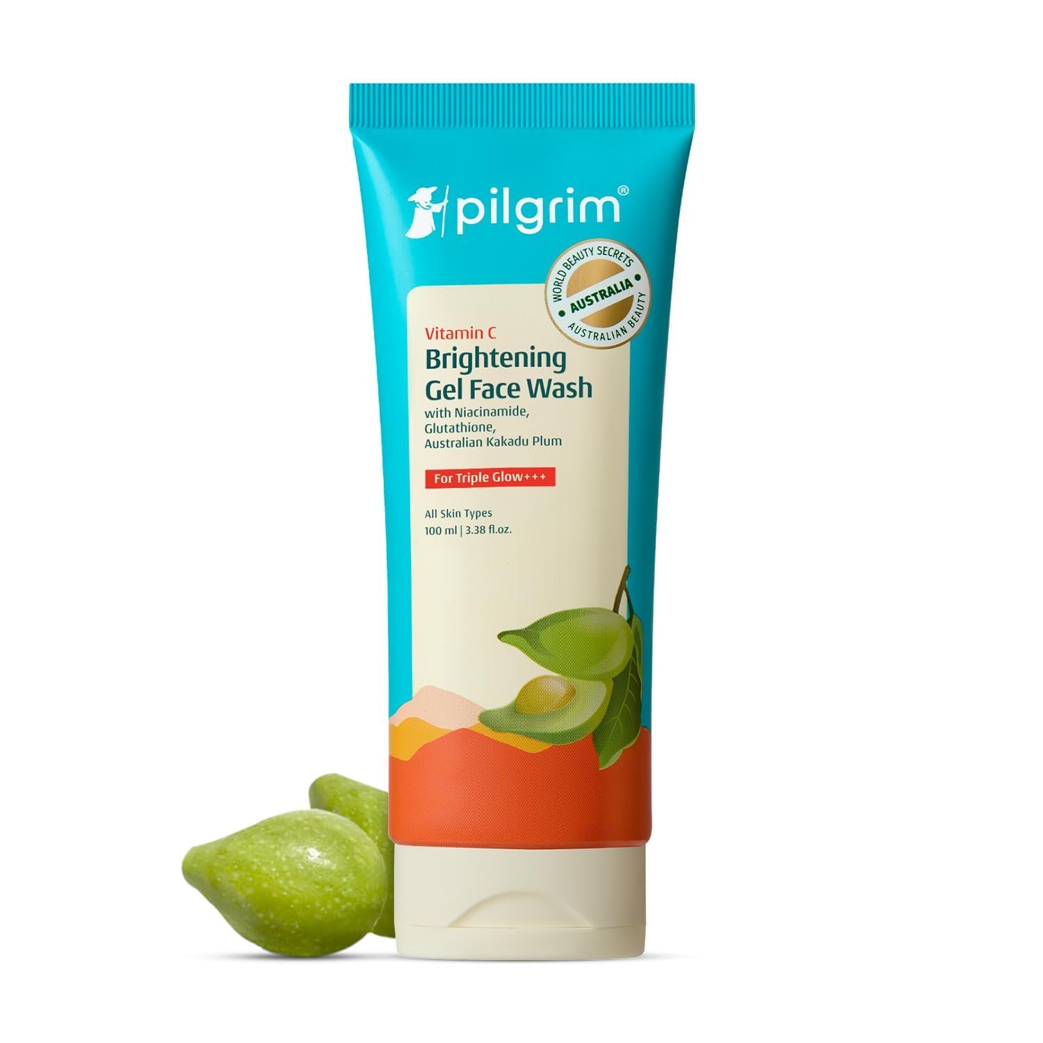 Pilgrim Vitamin C Brightening Gel Face Wash For Glowing Skin - 100ml Triple Glow with Niacinamide & Glutathione, Australian Kakadu Plum, Deep Cleanse, Brightens, Even Tone & Gently Exfoliate thumbnail