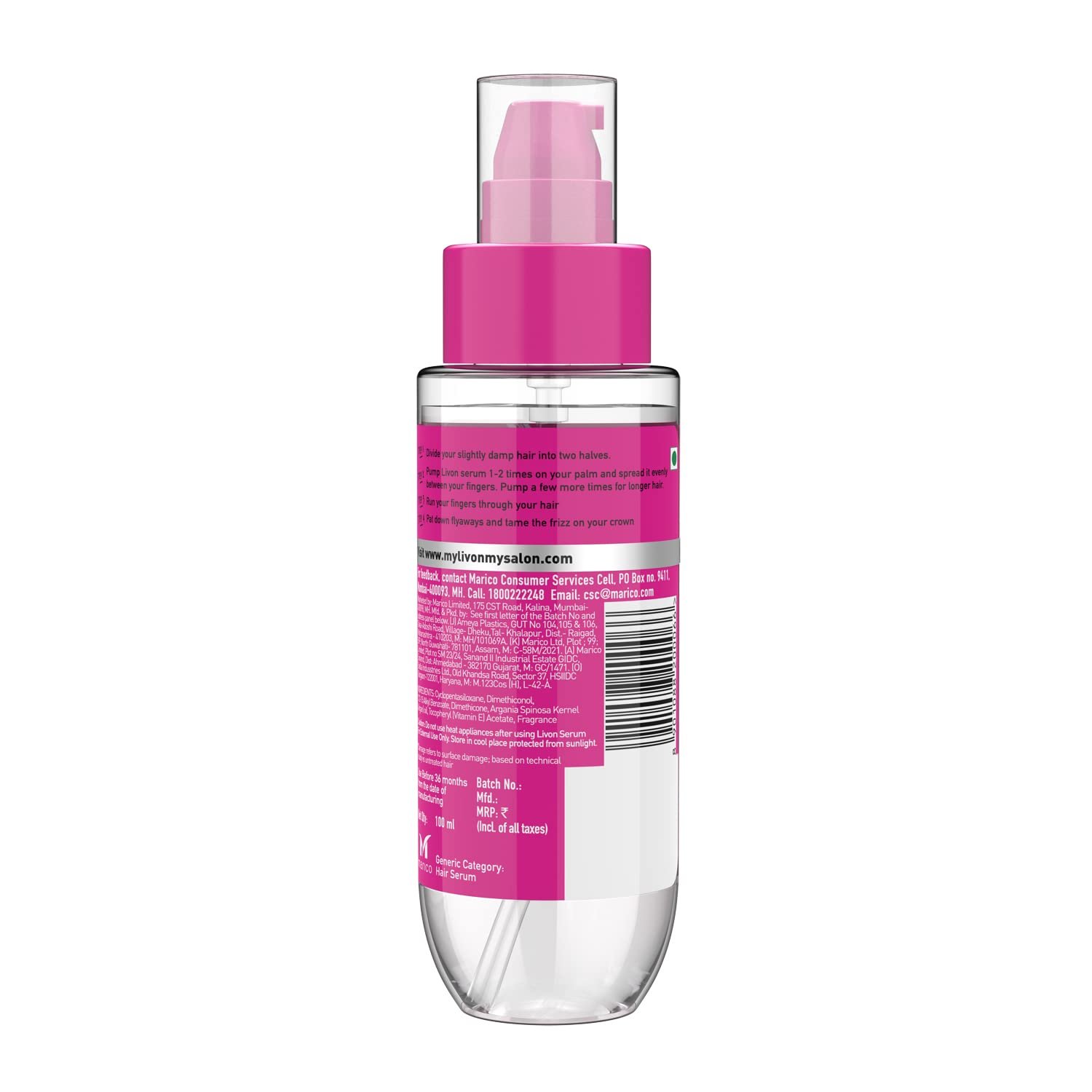 Livon Hair Serum, For Dry & Frizzy Hair | Provides shine, smoothness & damage protection| Leave in serum for women & Men| With Vitamin E & Argan Oil | 100ml (Pack of 2) thumbnail