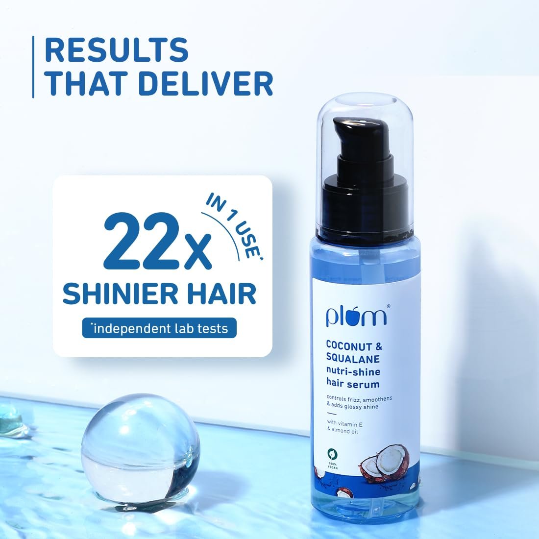 Plum Coconut & Squalane Nutri-Shine Hair Serum | Frizz Control & Instant Shine | Enriched with Vitamin E & Almond Oil | Coconut-Vanilla Fragrance | 75ml​ thumbnail