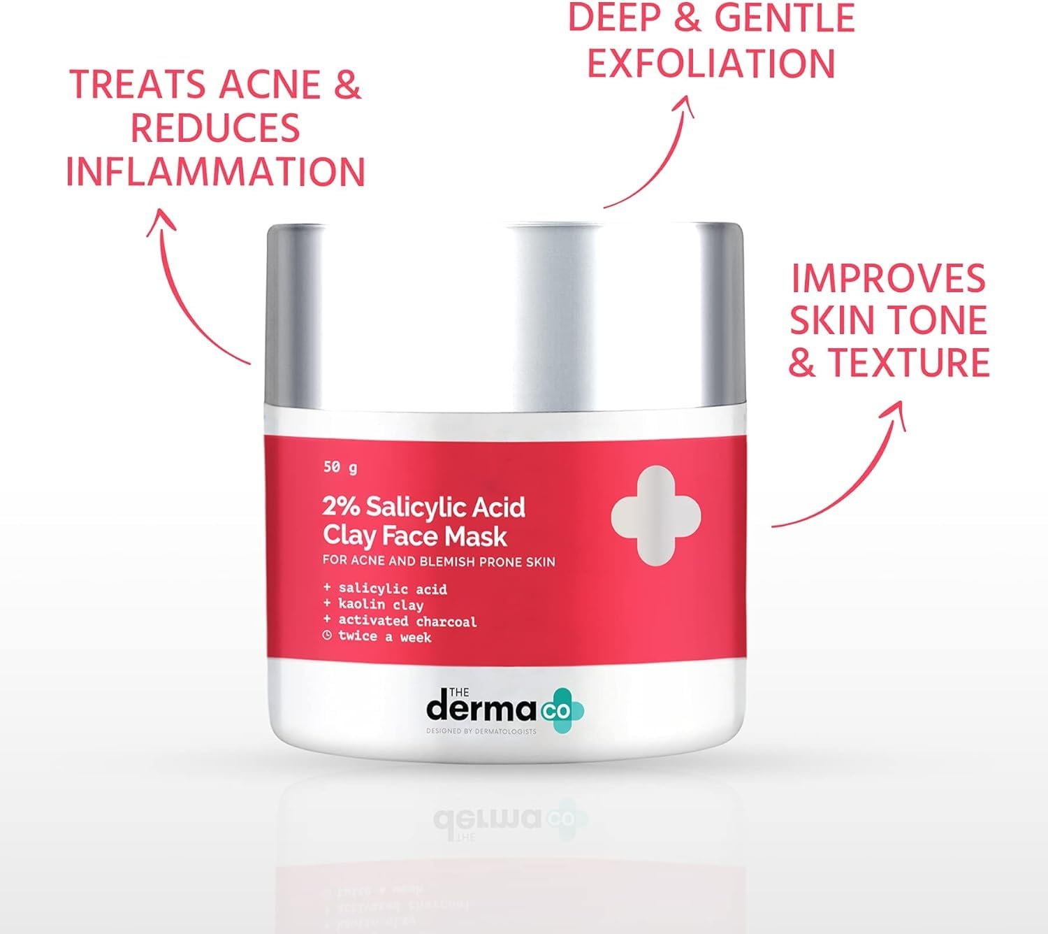 The Derma Co 2% Salicylic Acid Clay Face Mask for Men and Women for Acne & Blemish Prone Skin - 50 g(dermaco) thumbnail
