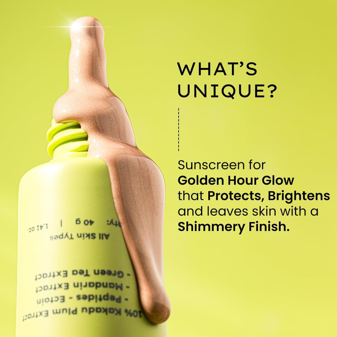 Hyphen Golden Hour Glow Sunscreen Spf 50 Pa++++ Dewy Glow & Bright Skin| Vitamin C Rich-10% Kakadu Plum & Peptides| Winter Sunscreen Moisturizer for Women & Men| - 40G thumbnail