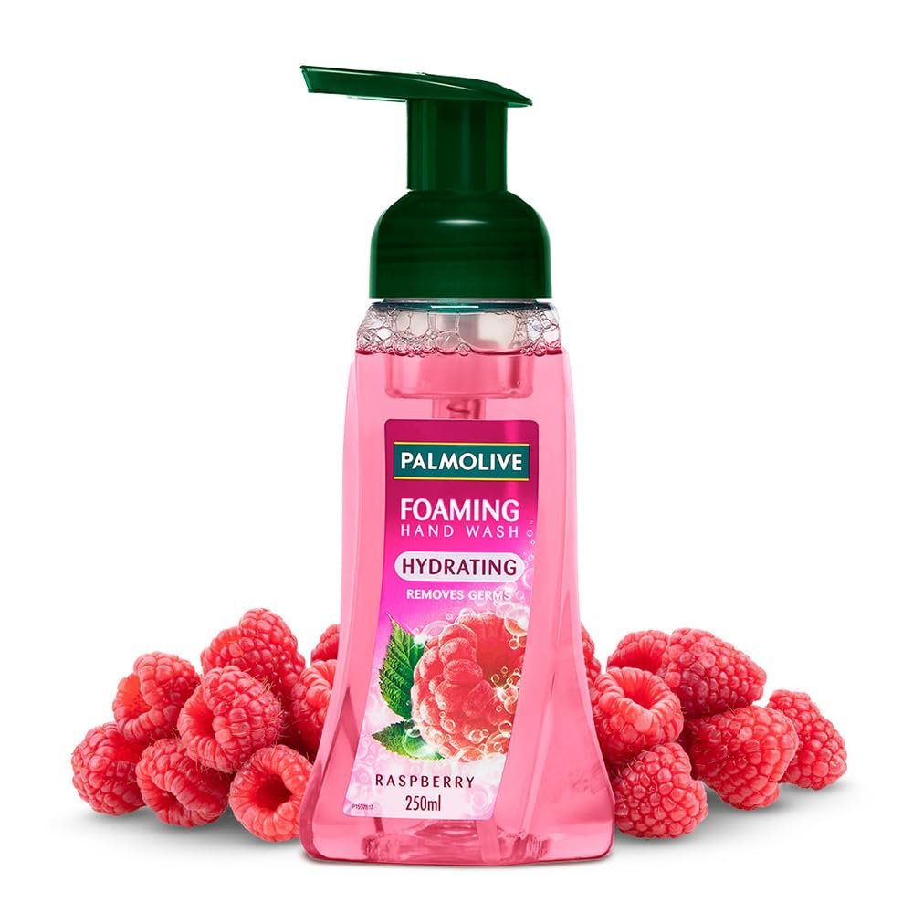 Palmolive Hydrating Foaming Raspberry Liquid Hand Wash, 250ml Dispenser Bottle, Wash Away Germs, Refreshing Fragrance,