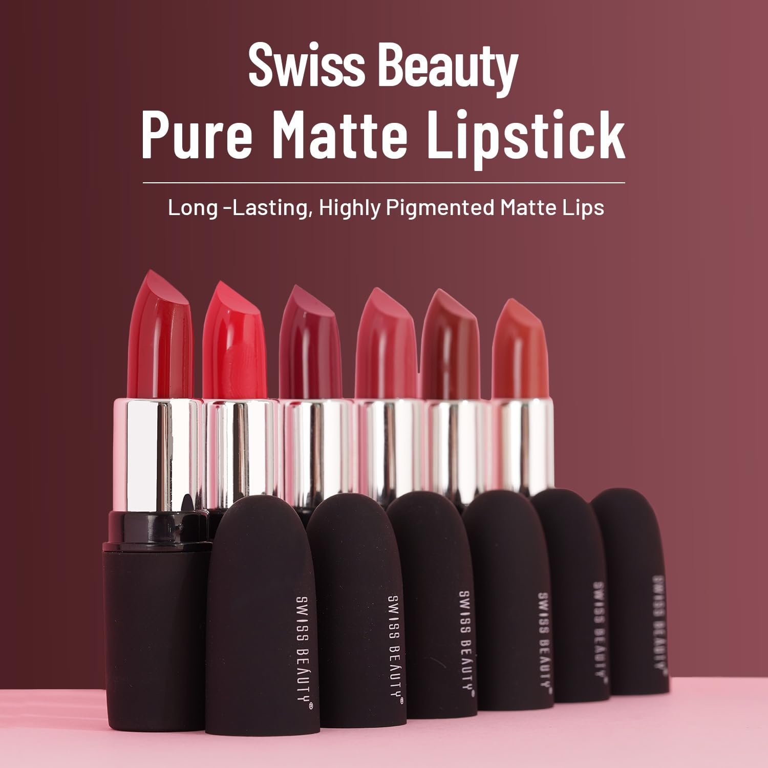 Swiss Beauty Pure Matte Creamy Lipstick | Non-drying, Highly pigmented Lipstick | Shade- Peach, 3.8gm| thumbnail