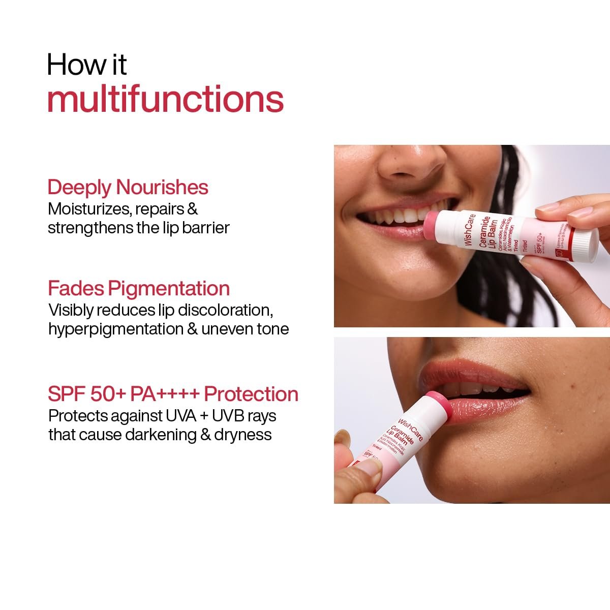 WishCare Tinted Lip Balm SPF 50 PA++++ | Brightening Lip Balm for Dark Lips | In-Vivo Tested | Kojic Acid & Niacinamide | For Women | 5g thumbnail
