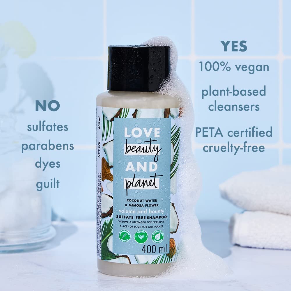 Love Beauty & Planet Coconut Water and Mimosa Flower Sulfate Free Volume and Bounty Shampoo|| No Parabens|| No Dyes|| 100% Organic Coconut Oil|| 200ml thumbnail