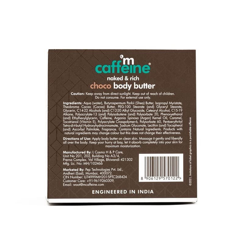 mCaffeine Body Butter For Dry Skin For Both Women And Men (250Gm) | Shea Butter Moisturizer With Cocoa Butter & Caffeine | v thumbnail