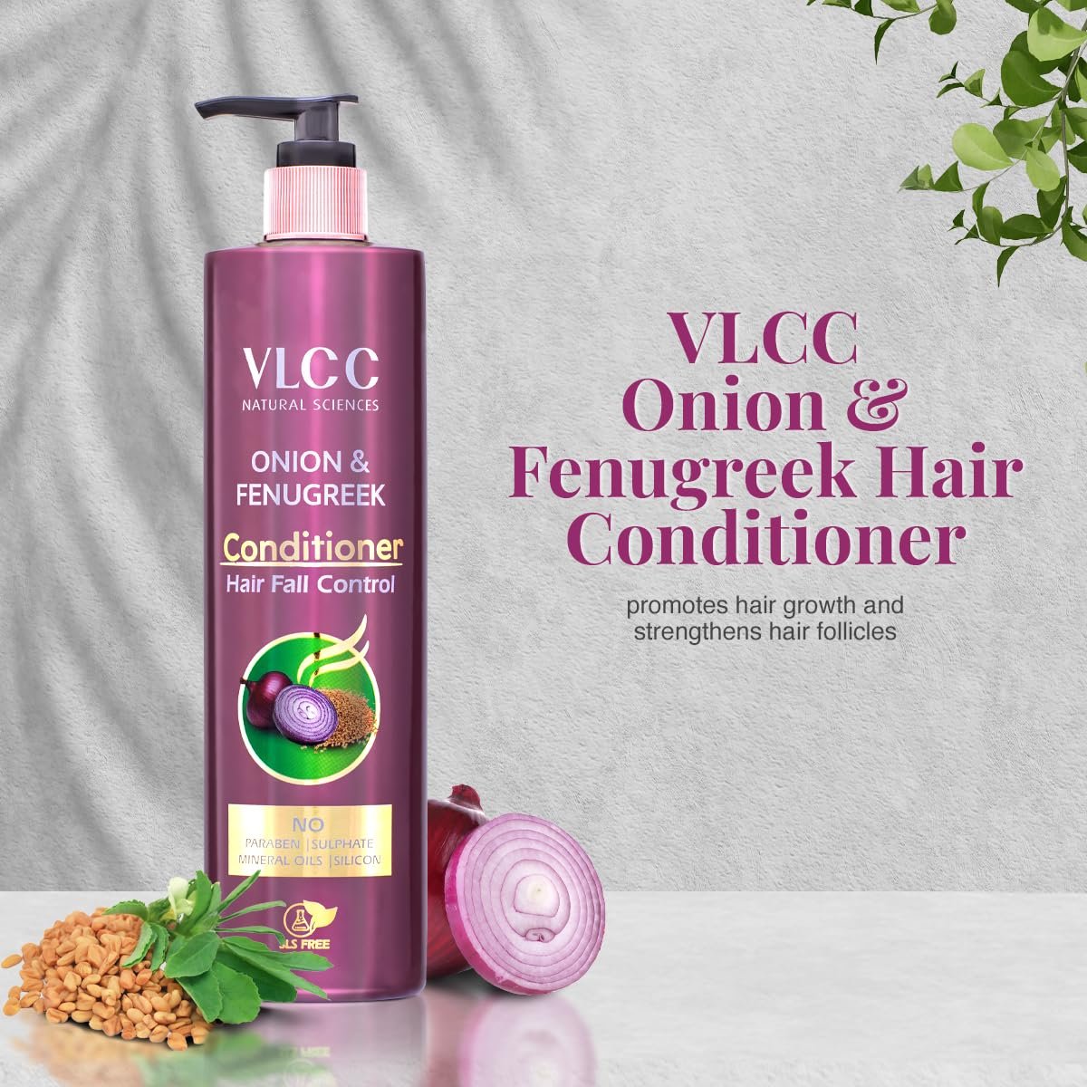 VLCC Onion & Fenugreek Conditioner - 200ml | Hair Softening | Smoothens Hair to Control Breakage | Sulphate & Paraben Free Conditioner With Onion, Fenugreek, Almond and Black Seed thumbnail