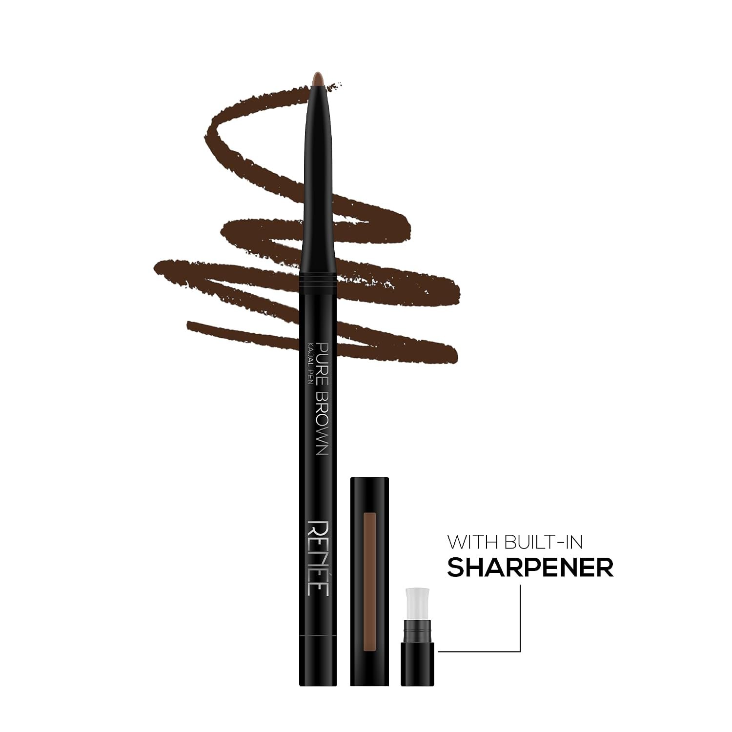 RENEE Pure Brown Kajal Pen with Sharpener |24 Hrs Stay Long Lasting Kohl Pencil |Matte Finish, Rich Color Payoff |Smudge & Water Proof with One Swipe Application Formula - 0.30gm thumbnail