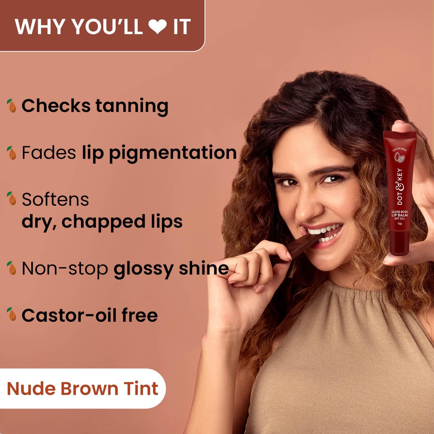 Dot & Key Cocoa Lip Balm with Shea Butter (12gm) for Naturally Glowing and Hydrated Lips | With SPF 30 for Sun Protection + Vitamin C + E thumbnail