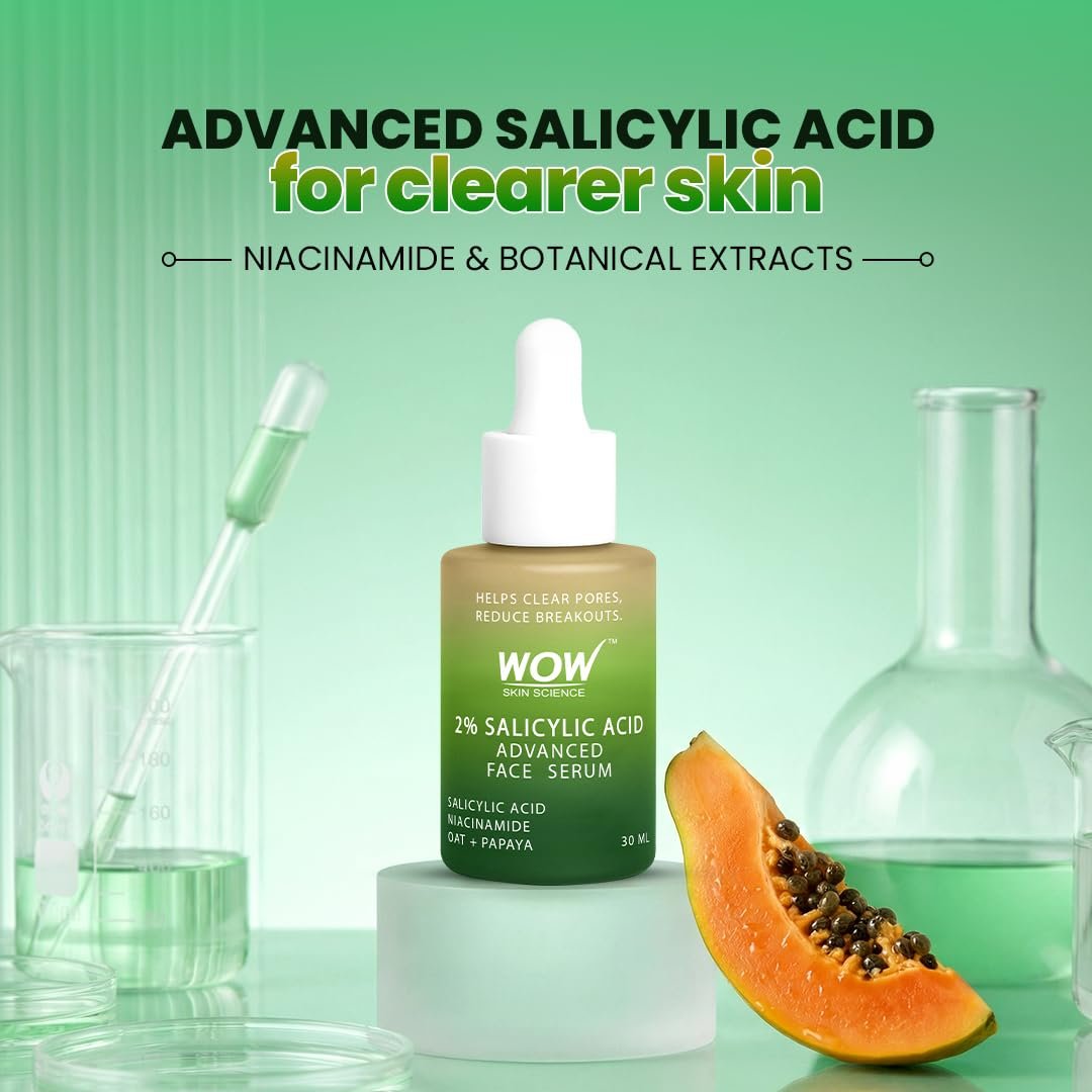 WOW Skin Science 2% Salicylic Acid Advanced Face Serum | 2% w/w Salicylic Acid + Niacinamide & Oat Extract | Clears Pores, Reduces Acne & Breakouts | For Oily & Acne‑Prone Skin | 30 ml thumbnail