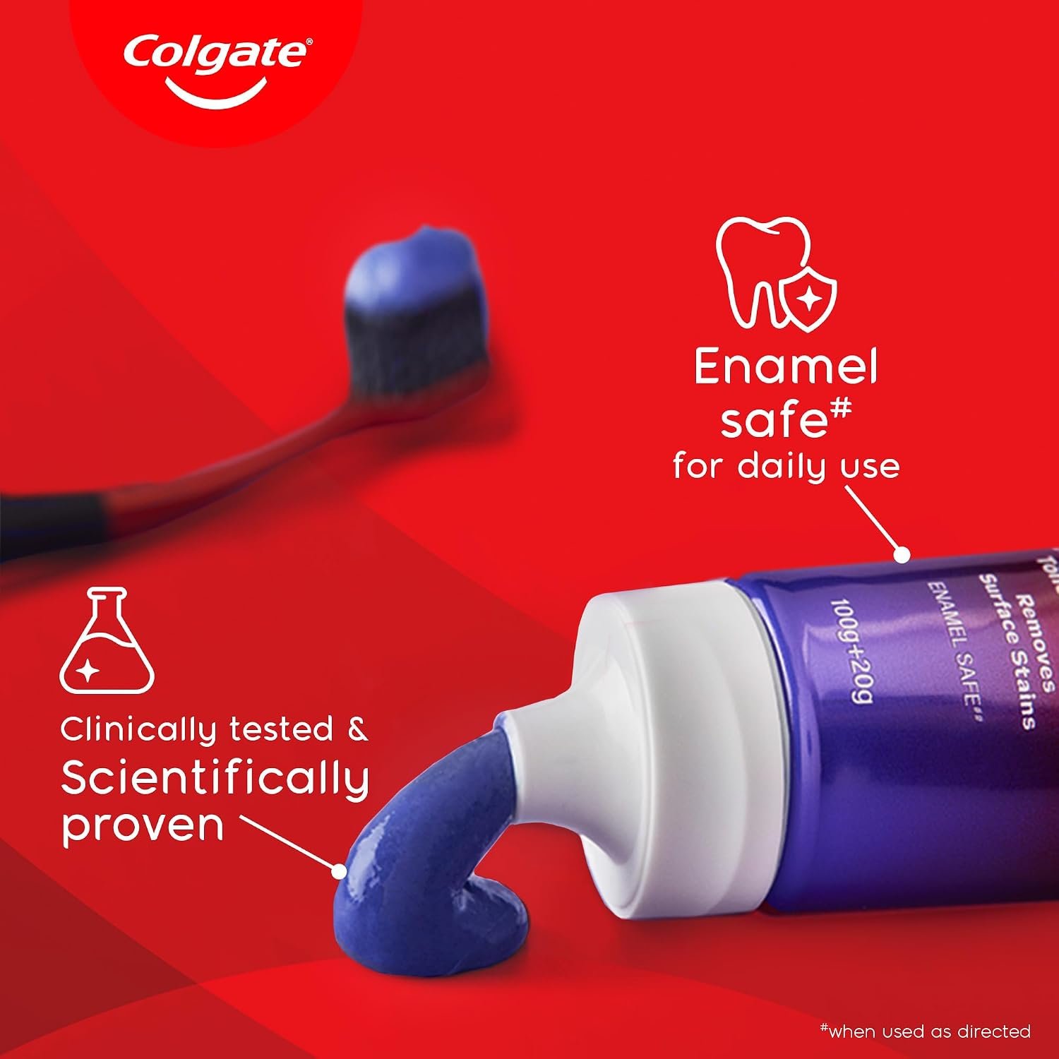 Colgate Visible White Purple Toothpaste and Toothbrush for Teeth Whitening, Helps Remove Surface Stains, Whitens Yellow Teeth, Enamel-Safe for Daily Use, 120g thumbnail