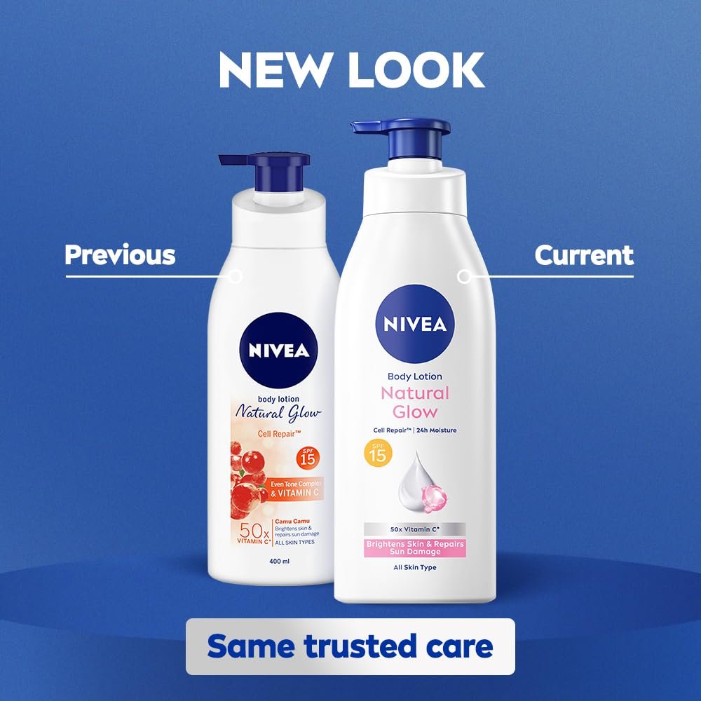 NIVEA Natural Glow Cell Repair Body Lotion with SPF 15 And UV A & B Filters 400ml thumbnail