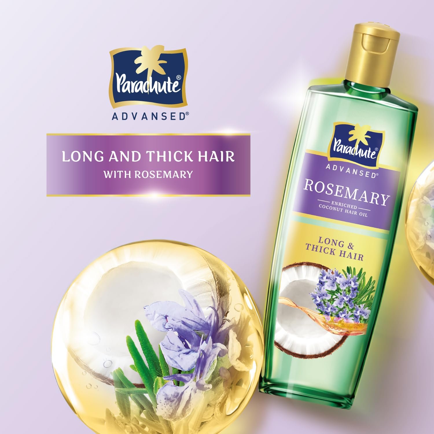 Parachute Advansed Rosemary-enriched Coconut Hair Oil| Rosemary Hair Oil| Superfoods Magic| Long & Thick Hair|300 Ml thumbnail