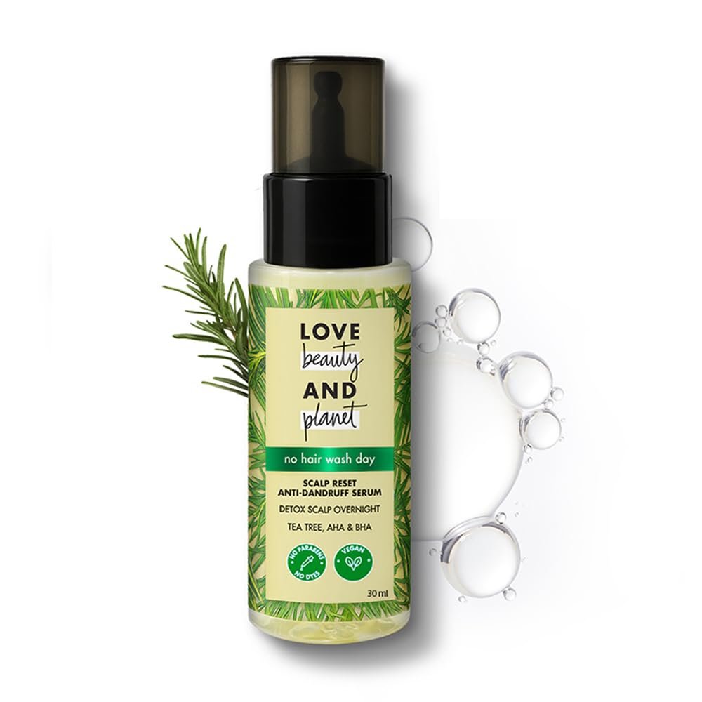 LOVE BEAUTY and PLANET Scalp Reset Anti Dandruff Serum, 100 ml, for Detoxed and Refreshed Scalp, with Tea Tree, AHA & BHA, Absorbs Excess Oil Overnight, no Dyes, Vegan thumbnail