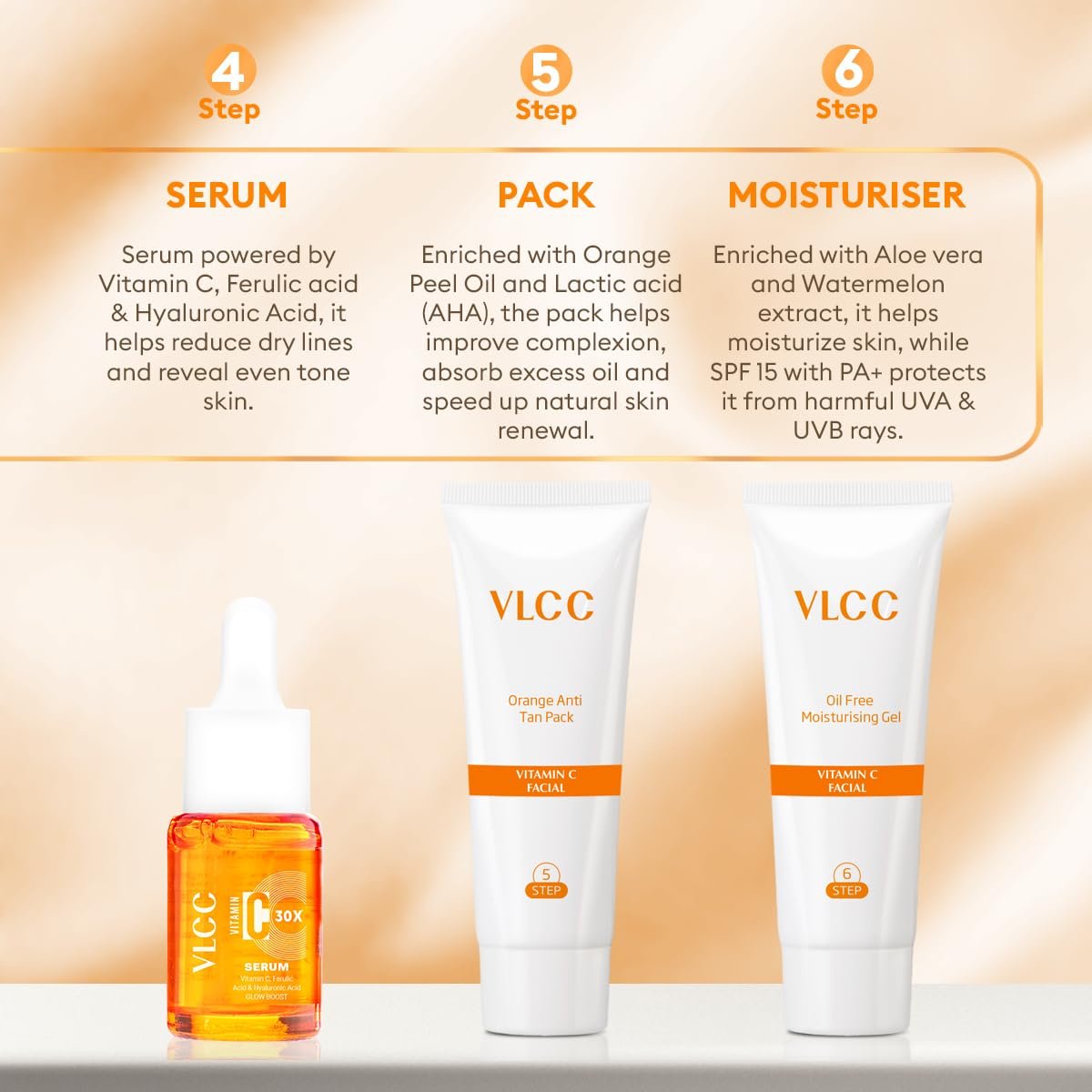 VLCC Vitamin C Serum Facial Kit - 58g | Skin Brightening Facial Kit | Skin Brightening Facial at Home | Fades Spots and Dullness | Vitamin C, Hyaluronic Acid & Ferulic Acid thumbnail
