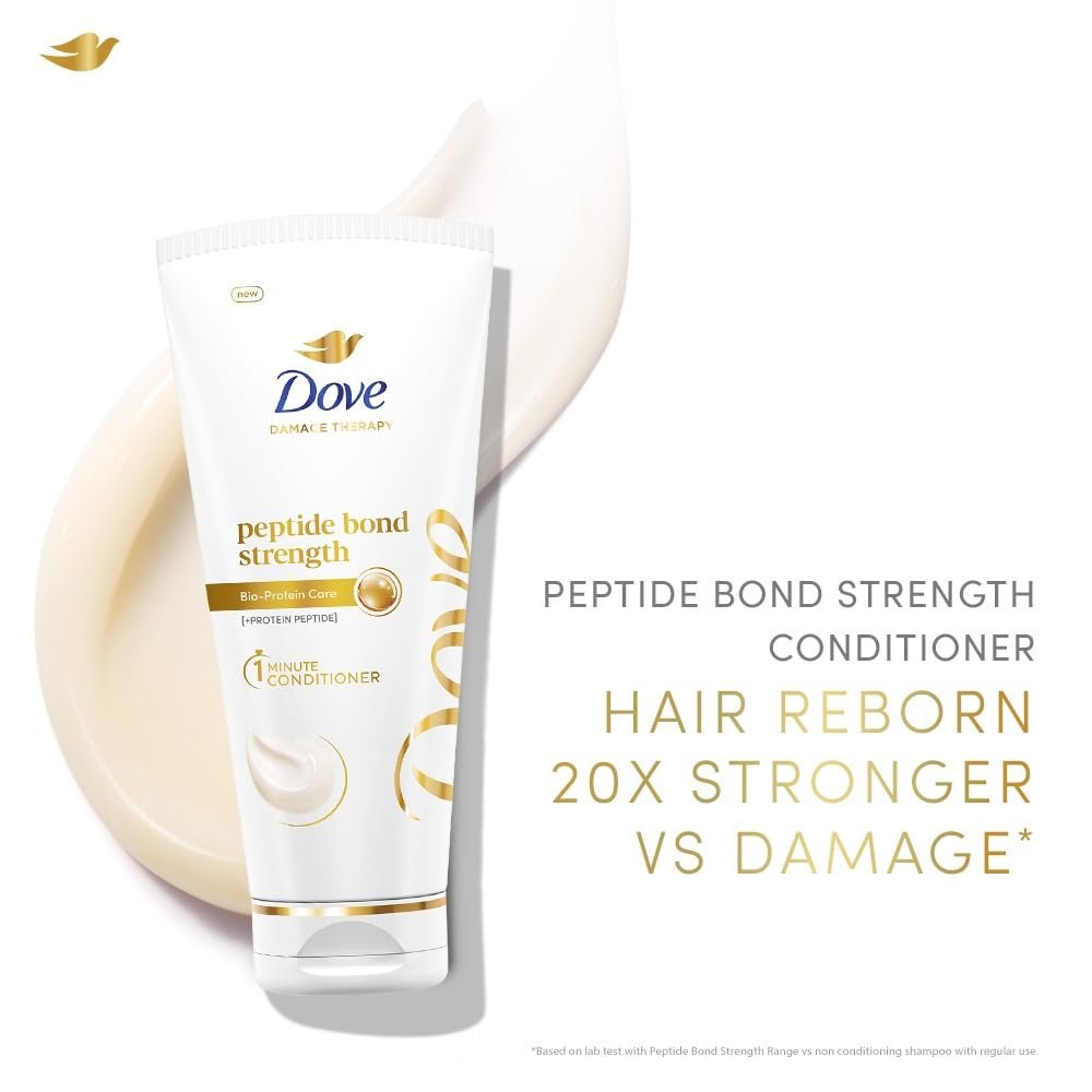 Dove Peptide Bond Strength Conditioner for Dry & Damaged Hair - 175 ml | Enriched with PROTEIN PEPTIDES | Reconstructs broken Bonds for Fortified, Detangled & Smooth Hair thumbnail