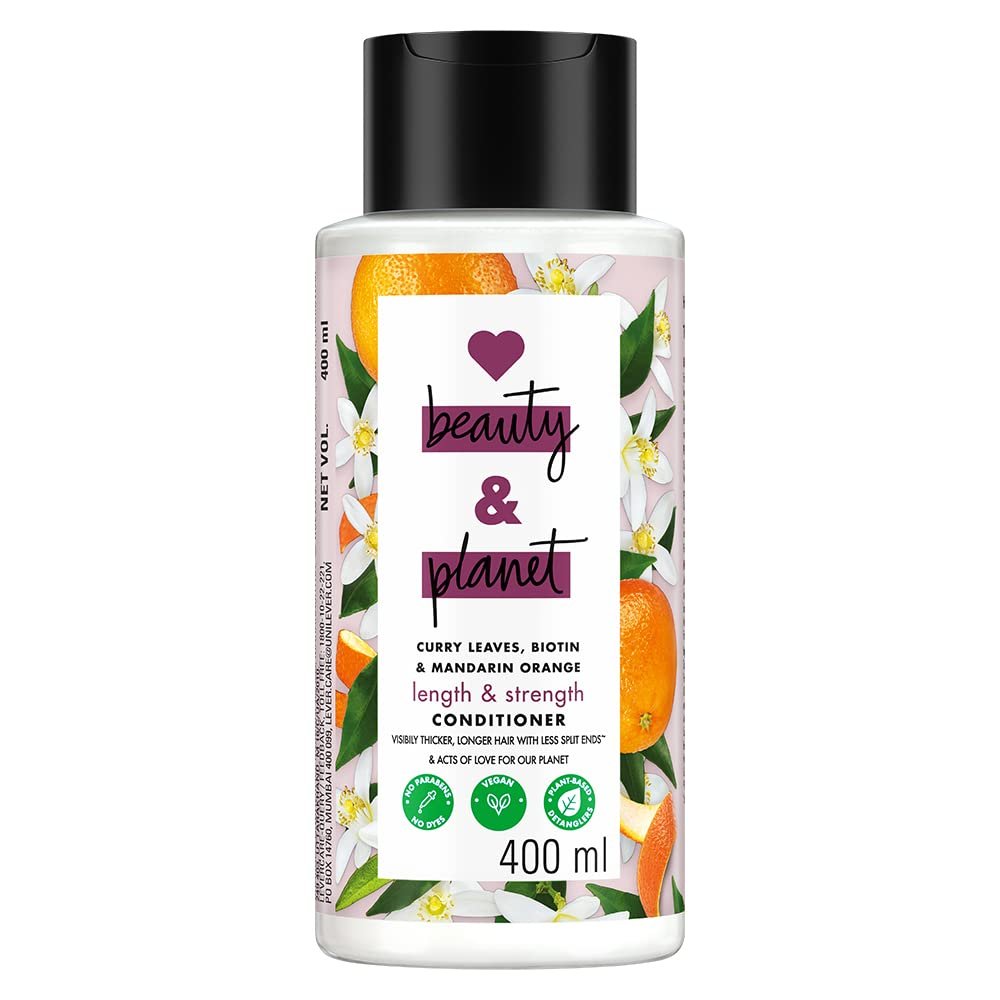 Love Beauty & Planet Curry Leaves, Biotin & Mandarin Natural Conditioner for Split-end Free Long Hair|No Sulfates,No Paraben|400ml thumbnail