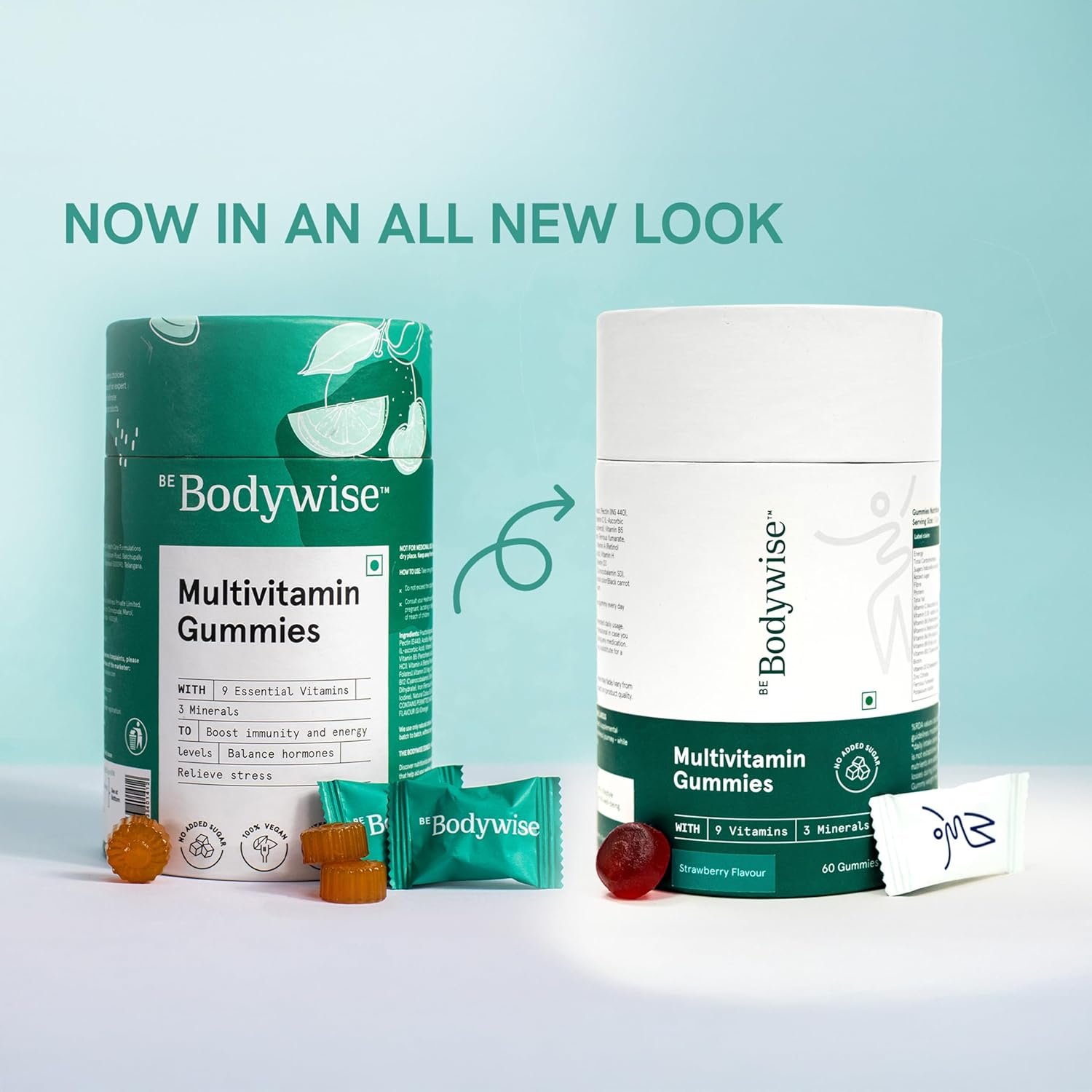 Be Bodywise Multivitamin Gummies | 60 Day Pack | With Fibre, Zinc, Iron & Biotin | Vitamin D3, B6, E & A | Boosts Energy & Stamina, Improves Immunity & Skin Health | No Added Refined Sugar thumbnail