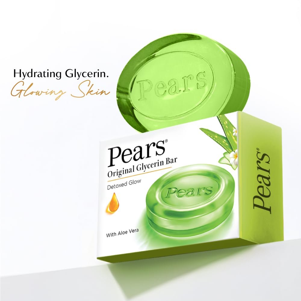 Pears Naturalé Aloe Vera Detoxifying Soap Bar | Refreshing Cleansing Bathing Soap for Clean, Soft & Fresh-Looking Skin | Pack of 4 × 125g (500g Total) thumbnail