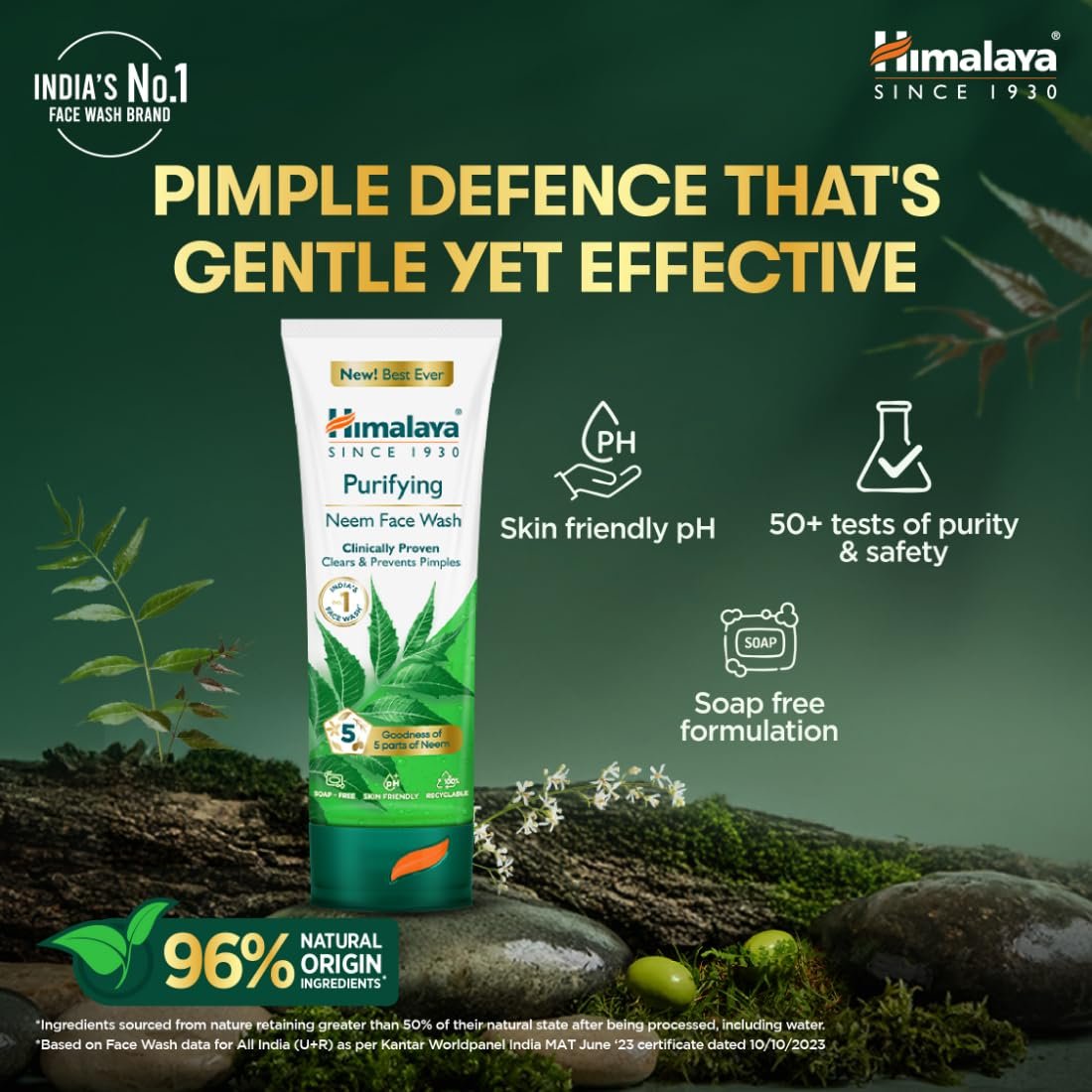 Himalaya Purifying Neem Face Wash|Clinically proven to fight against acne and pimples|Gently cleanses| For both men and women|100 ml thumbnail