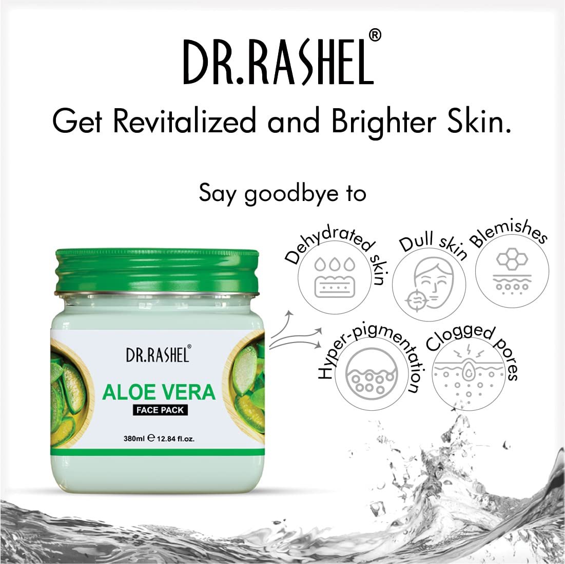 DR.RASHEL Aloe Vera Face Pack for Glowing Skin, Oil Control, Acne, Pimples, Detan, Blemishes, Pigmentation & Brightening, Face Cleansing for Face & Body (380 Ml) thumbnail