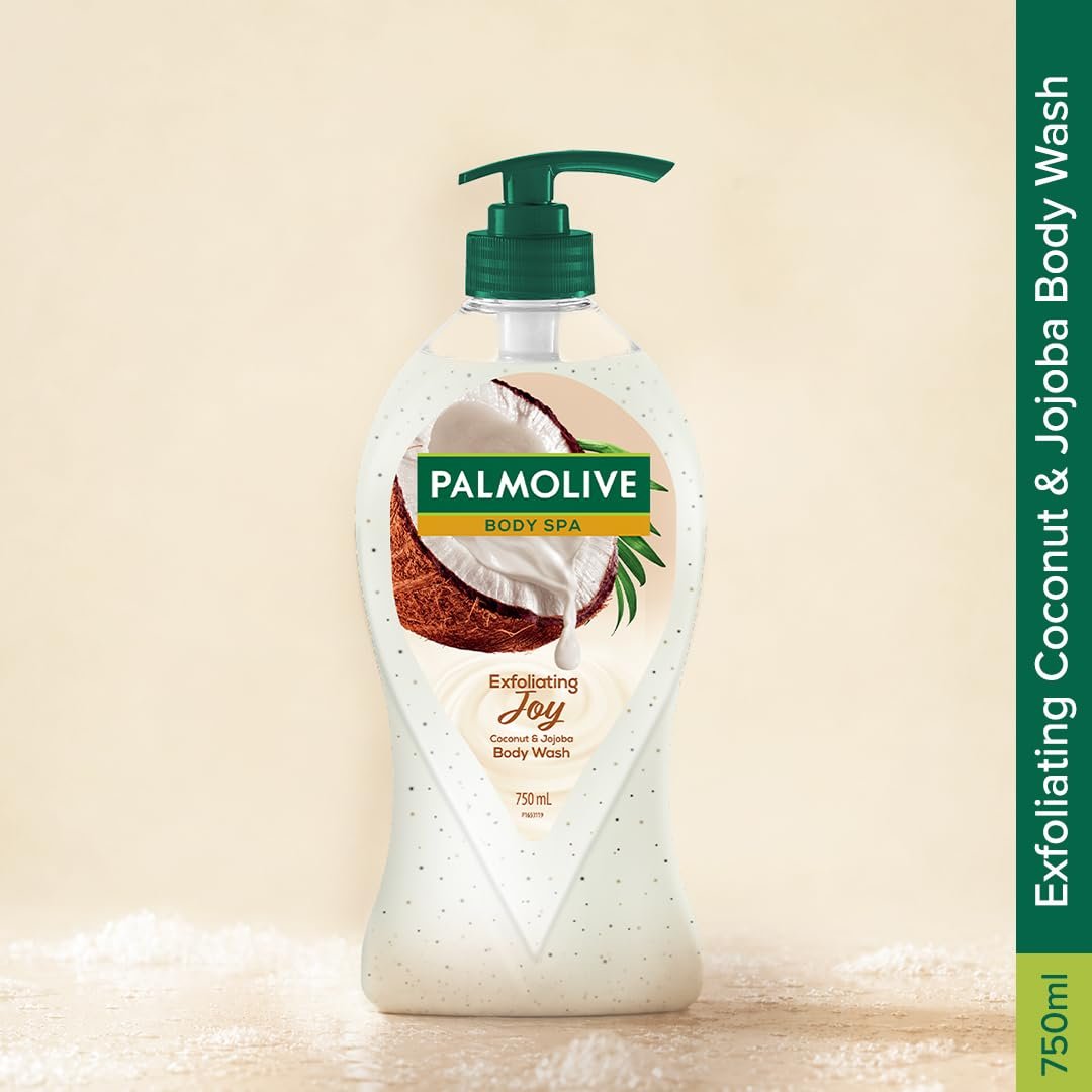 Palmolive Exfoliating Joy Bodywash for Women & Men, 750ml Crème Based Shower Gel Crushed Coconut & Jojoba Butter Extracts For Smooth Skin, PH Balanced Bodywash | thumbnail