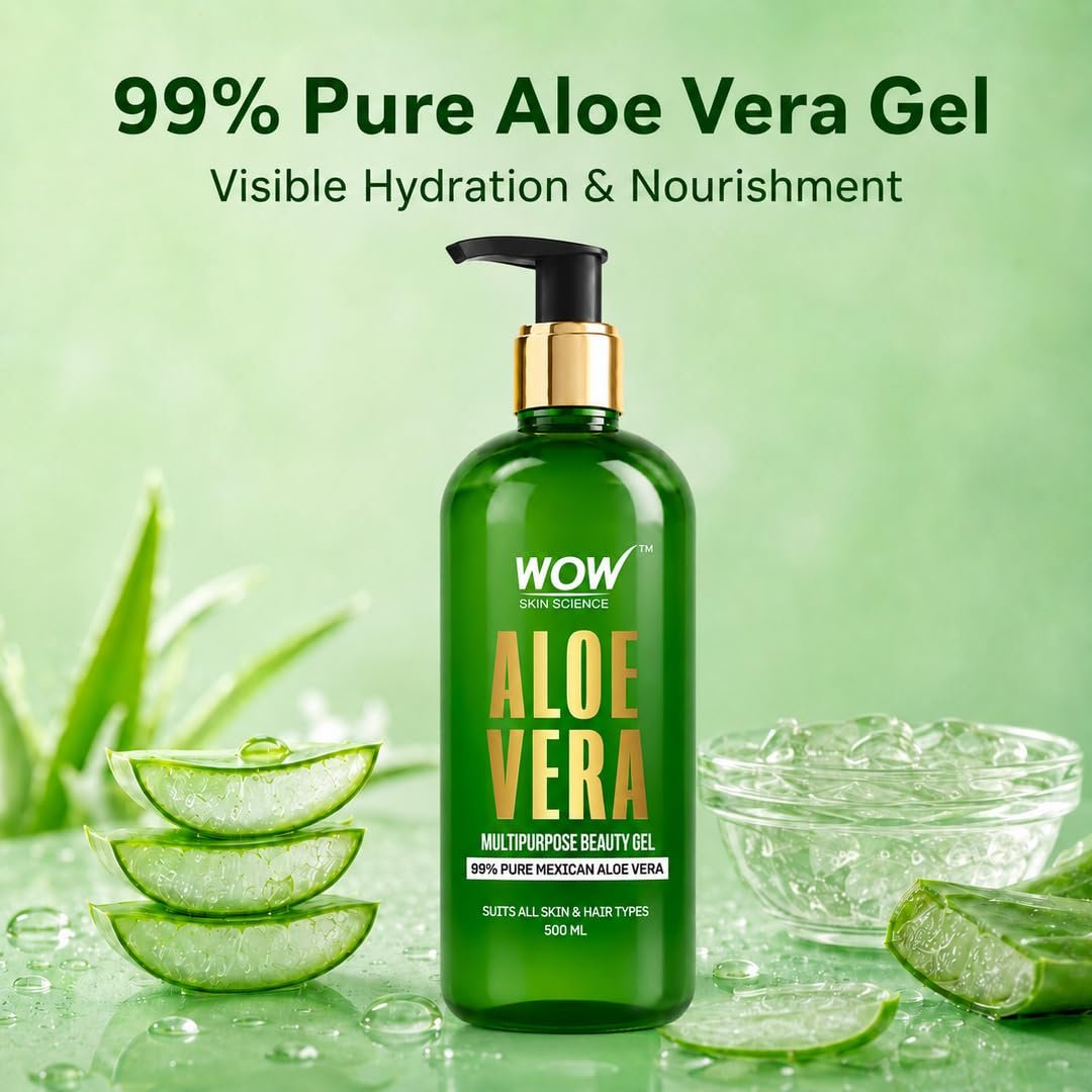WOW Skin Science 99% Pure Aloe Vera Gel for Face, Skin & Hair - 500ml | Ultimate Gel For Glowing Skin | For Both Men and Women thumbnail