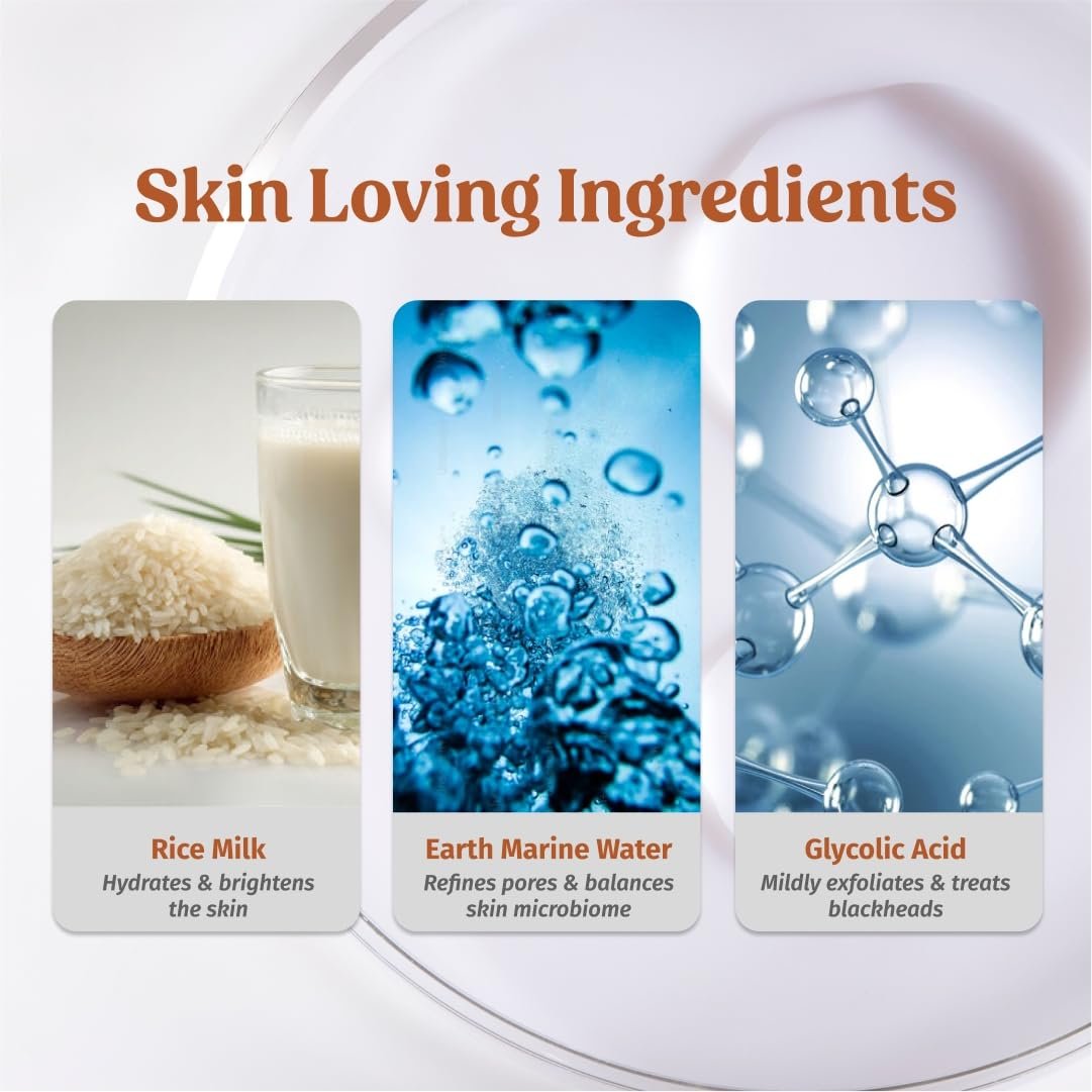 Vilvah Milk Face Toner | Pore Minimizing & Hydrating Toner for Smooth Skin Texture | With Rice Milk, Marine Water & Glycolic Acid | Balances Skin pH, Refines Pores & Boosts Hydration | 100ml thumbnail