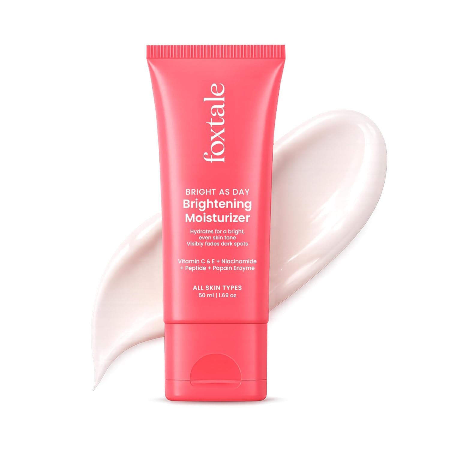 Foxtale Lightweight Brightening Face Moisturiser with Vitamin C & Niacinamide |Brightens & Evens Skin Tone, Fades Dark Spots & Deeply Hydrates | for Normal to Dry Skin | for Men & Women | 50