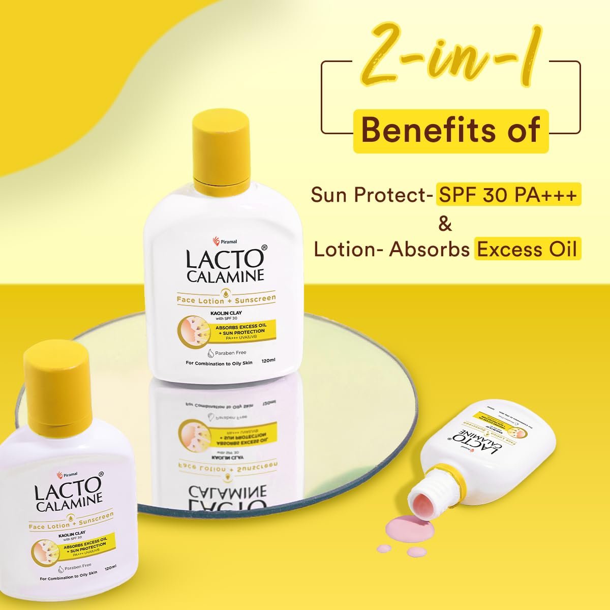Lacto Calamine Sunscreen Lotion with SPF 30 | 120ml |UVA + UVB PA+++ | Kaolin Clay & Zinc Oxide | Daily Face Moisturizer For Oily Skin | thumbnail