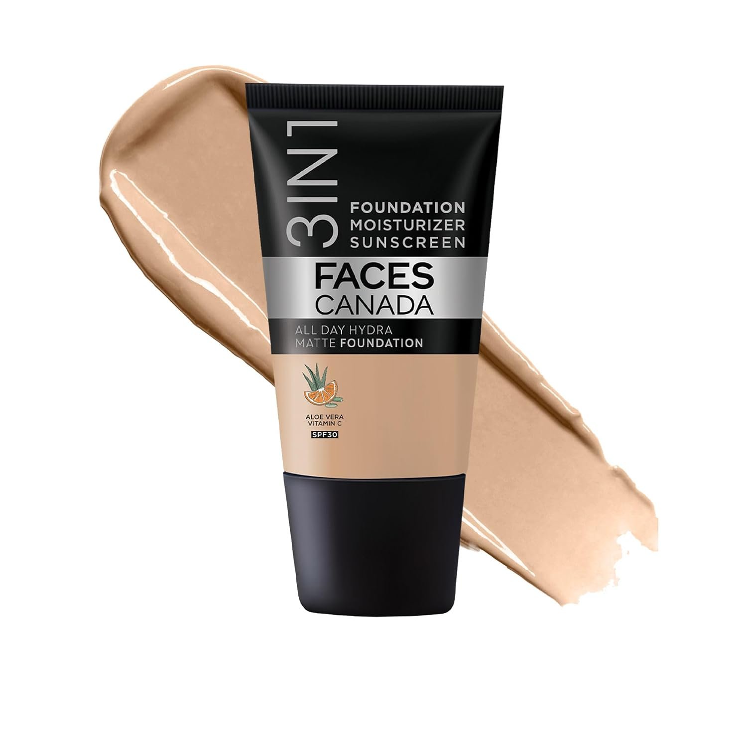 FACESCANADA Cream All Day Hydra Matte Foundation - Mini|3in1 Foundation + Moisturizer + SPF 30|24 HR Aloe Hydration & Vitamin C| 10HR Wear | Medium to High Buildable Coverage | Medium Natura