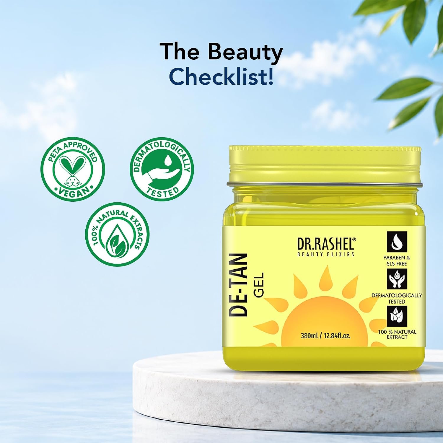 DR.RASHEL Beauty Elixirs De-Tan Face Gel With Natural Extracts Tan Removal & Skin Brightening Hydrating & Soothing Gel Evens Skin Tone For Men & Women 380ml thumbnail