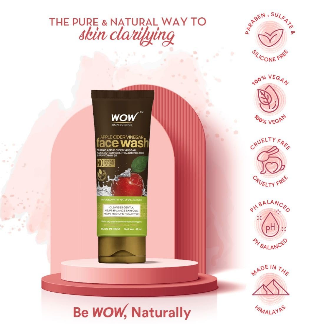 WOW Skin Science Apple Cider Vinegar Foaming Face Wash | Deep Cleansing | For Oily Skin | Fresh, Clear Skin | For Acne & Pimples 100ml thumbnail