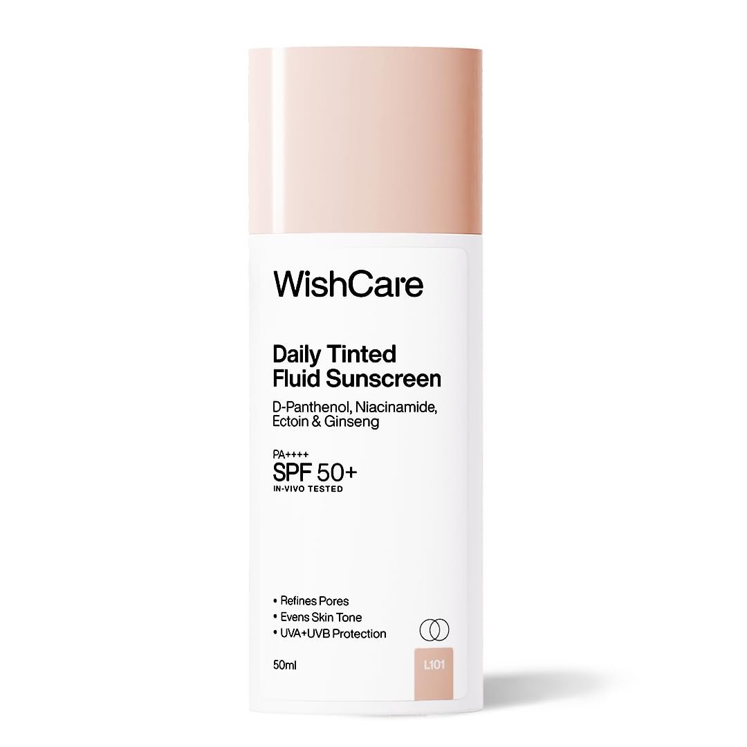 WishCare Daily Fluid Tinted Sunscreen SPF50 PA++++| L101 | Broad Spectrum Protection for all skin types |  Evens & Protects | 50ml thumbnail