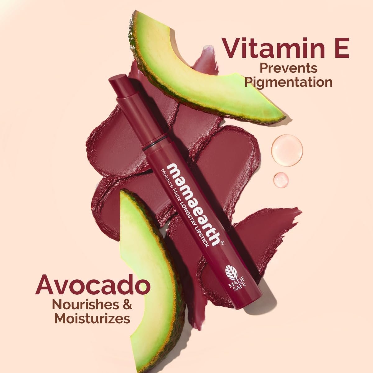 Mamaearth Moisture Matte Longstay Lipstick with Avocado Oil & Vitamin E for 12 Hour Long Stay-20 Red Caramel - 2 g thumbnail