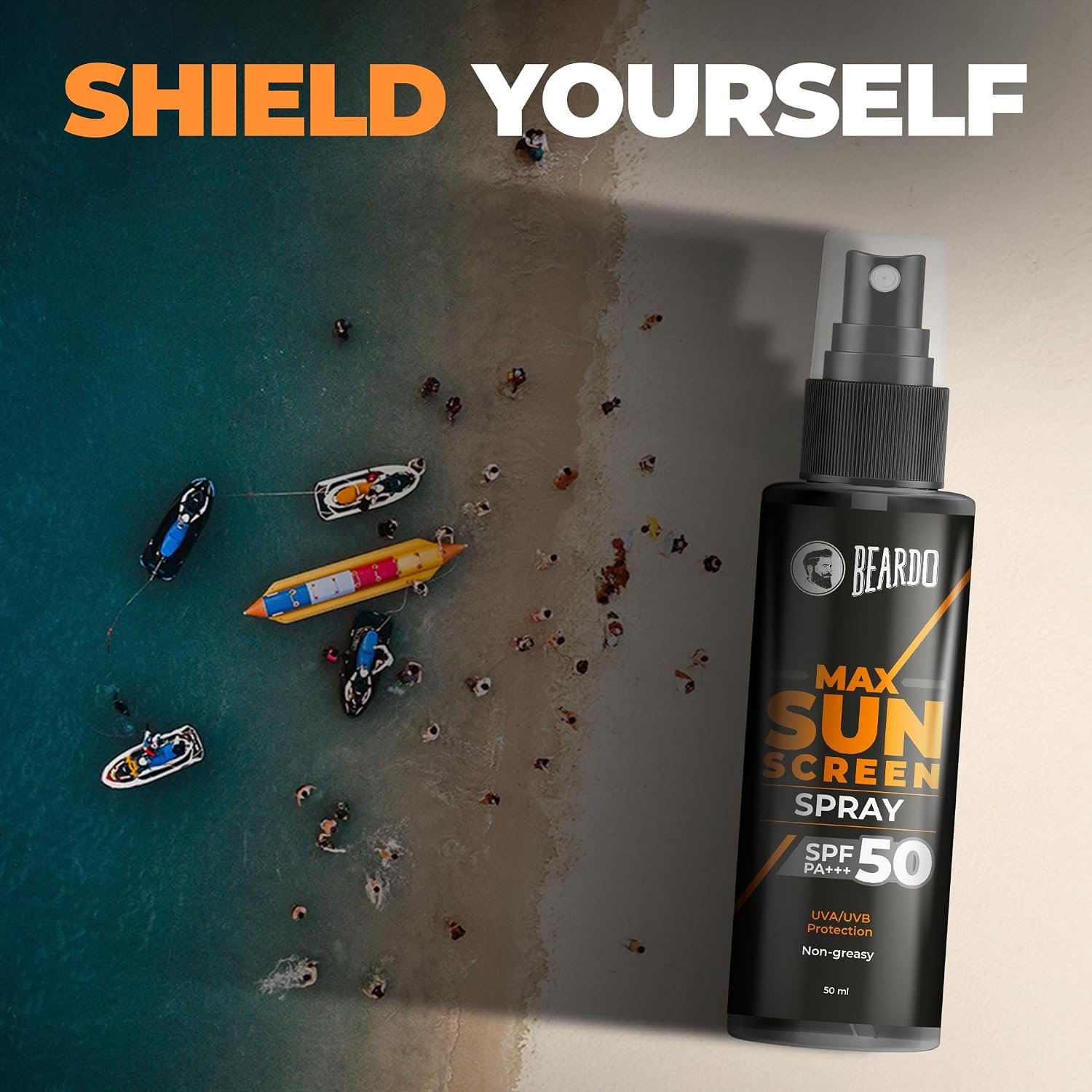 Beardo Max Sunscreen SPF 50 & PA+++ Spray for Men | For UVA UVB Protection | 50ml thumbnail