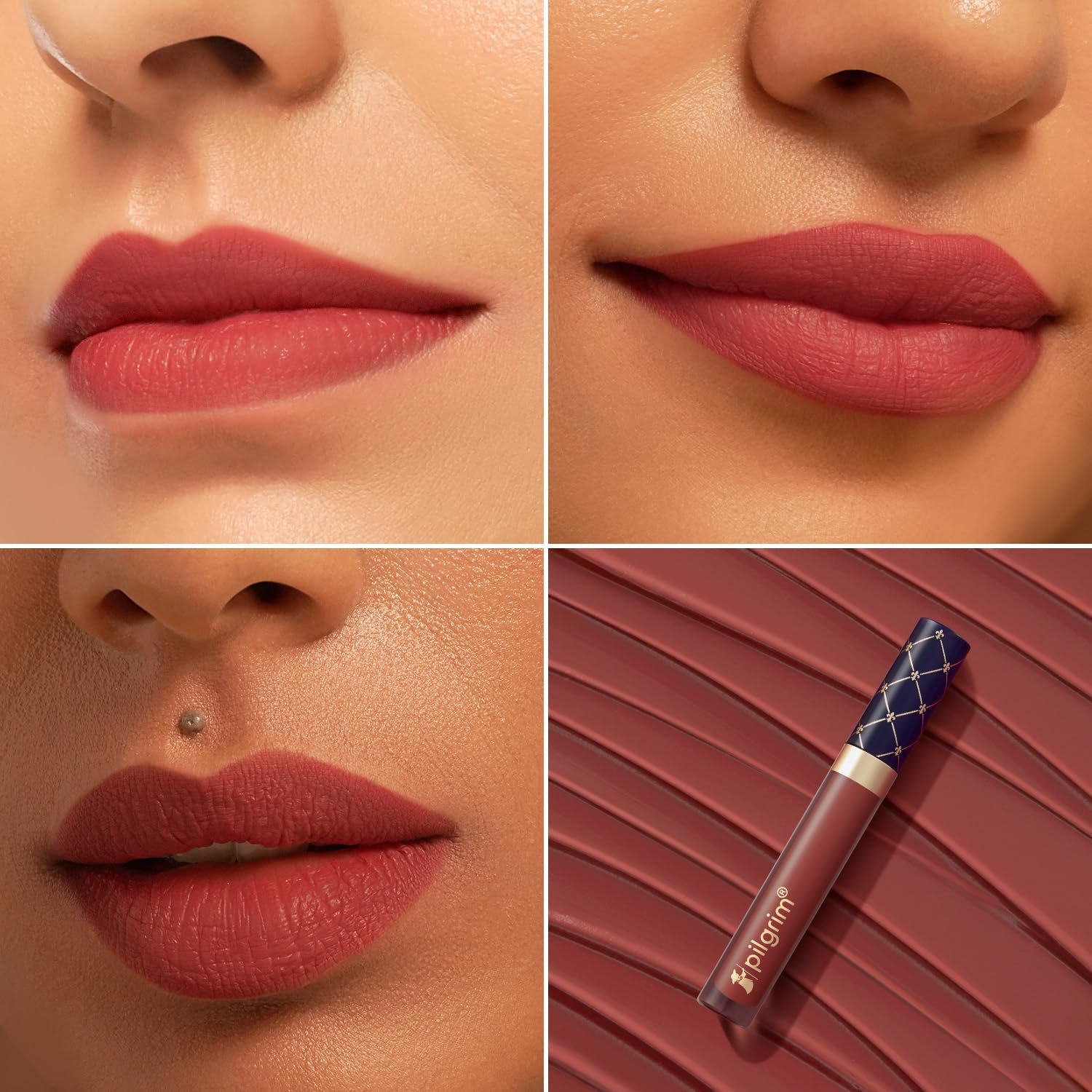 Pilgrim Oh So Crème! Premium Matte Liquid Lipstick | Most Lightweight & Transfer-proof Lipstick | Highly Pigmented & Long-Lasting | 3.5ml (Caramel Bébé-04) thumbnail