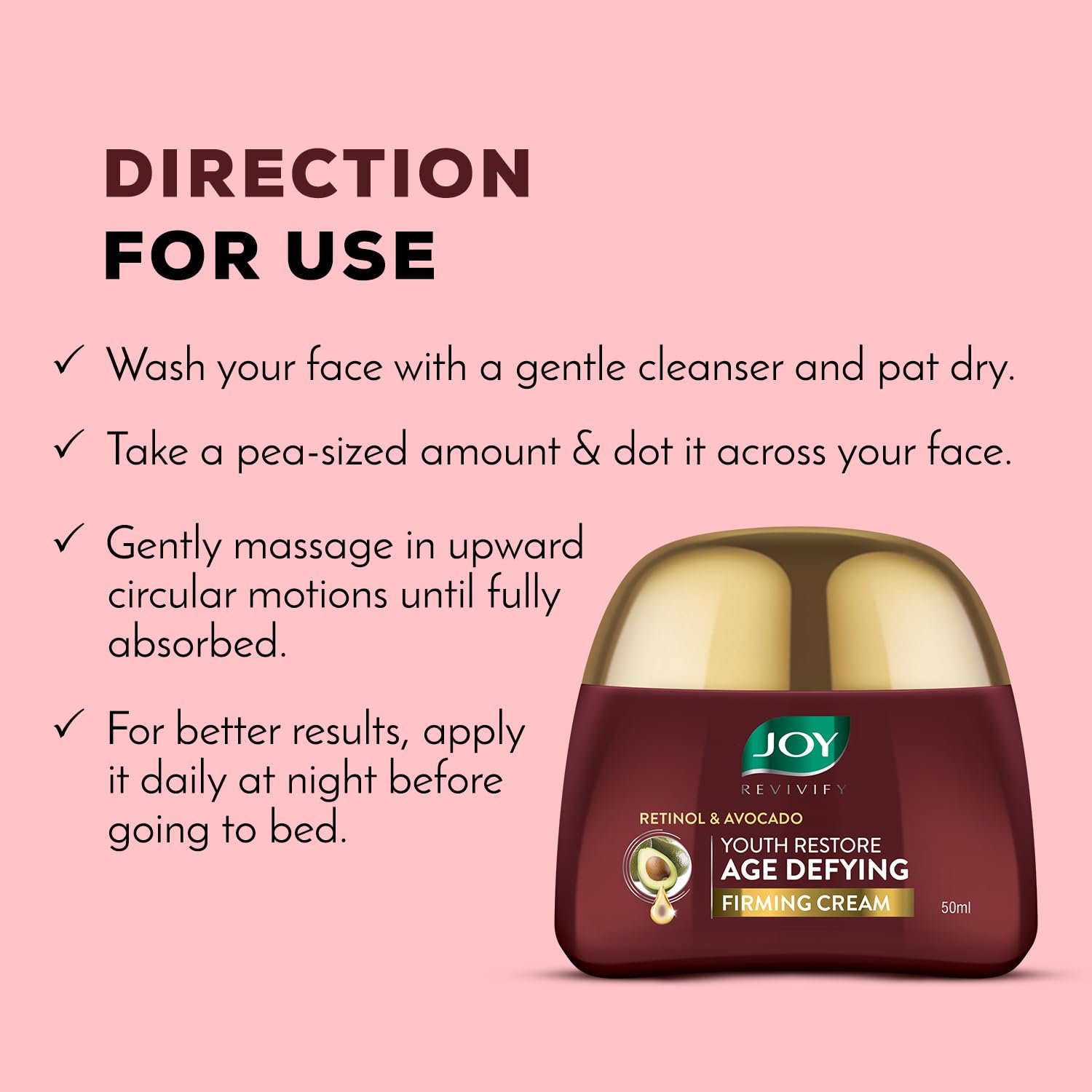 Joy Revivify Retinol & Avocado Youth Restore Age-Defying Firming Cream | Nourishing Moisturizer for Firmer, Smoother & Youthful-Looking Skin | 50ml thumbnail