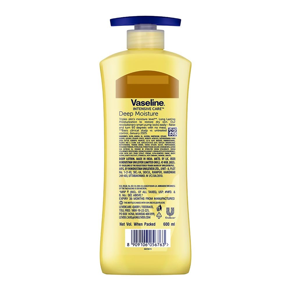 Vaseline Deep Moisture Body Lotion with Ceramide Hyaluron Fillers | 10X More Moisture for Cushion Soft Glowing Skin 600ml thumbnail
