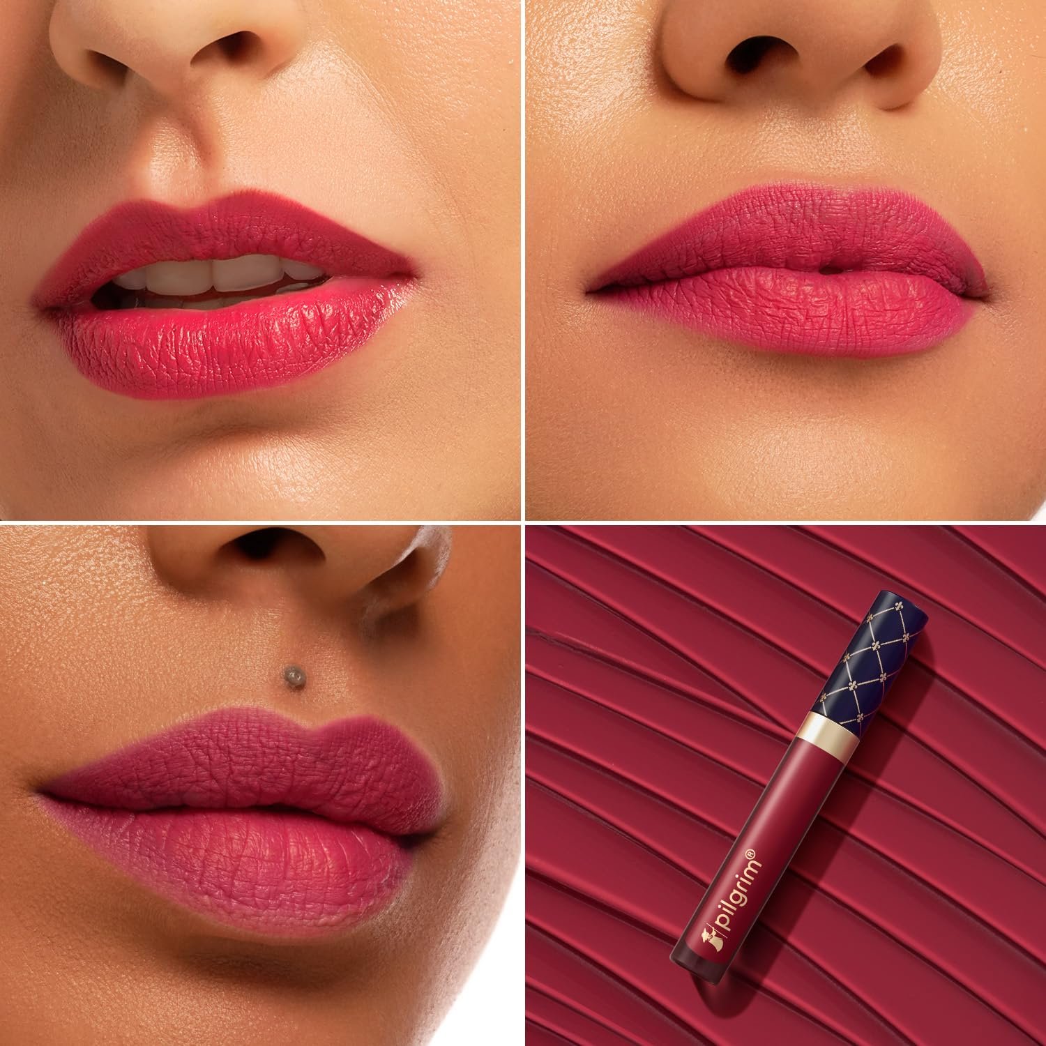 Pilgrim Oh So Crème! Premium Matte Liquid Lipstick | Most Lightweight & Transfer-proof Lipstick | Highly Pigmented & Long-Lasting | 3.5ml (Belle Pink-21) thumbnail