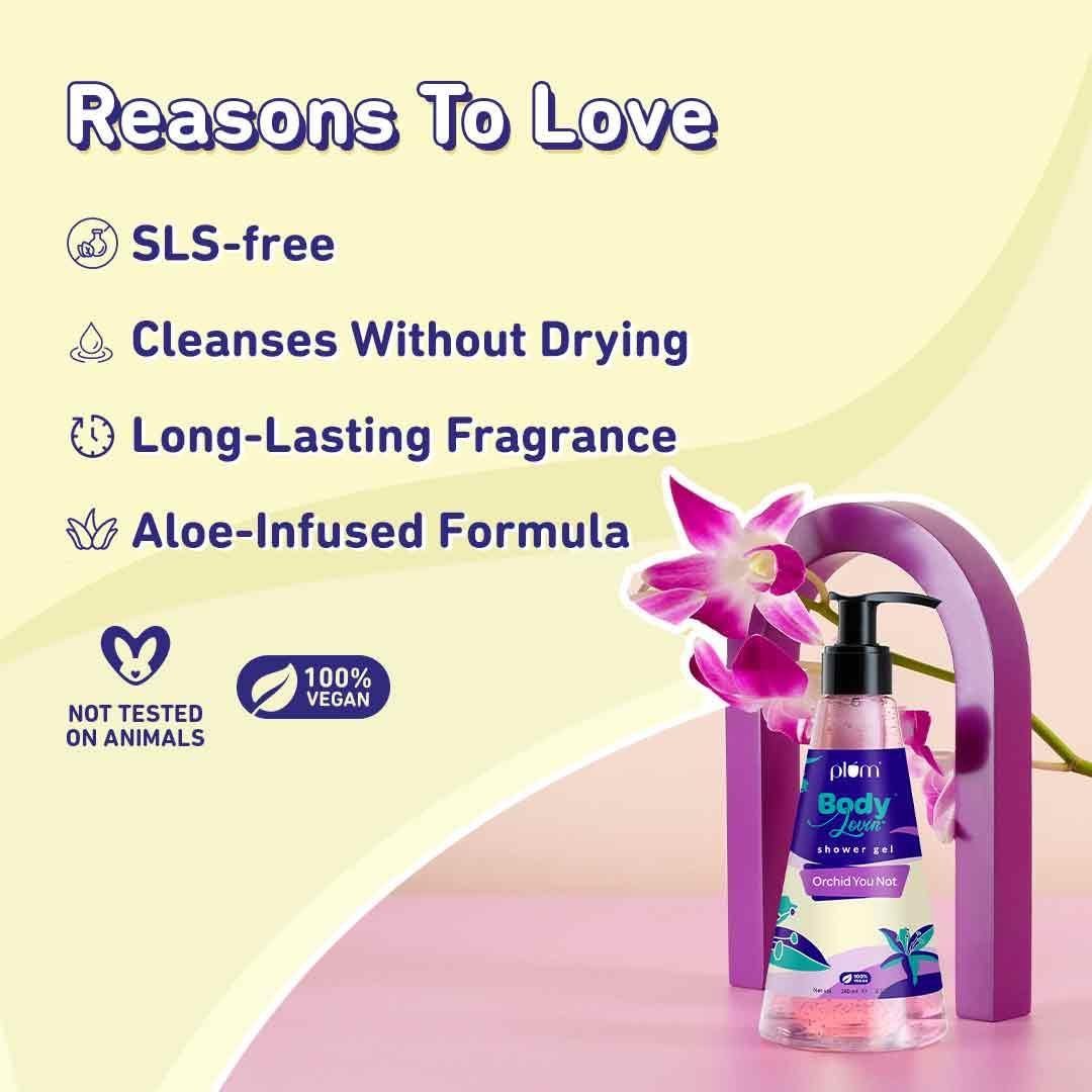 Plum BodyLovin' Orchid-You-Not Shower Gel | SLS-Free Body Wash For Women | Long Lasting Fresh Floral Fragrance | Aloe-Infused Nourishing Body Cleanser For Soft & Smooth Skin (240 ml) thumbnail