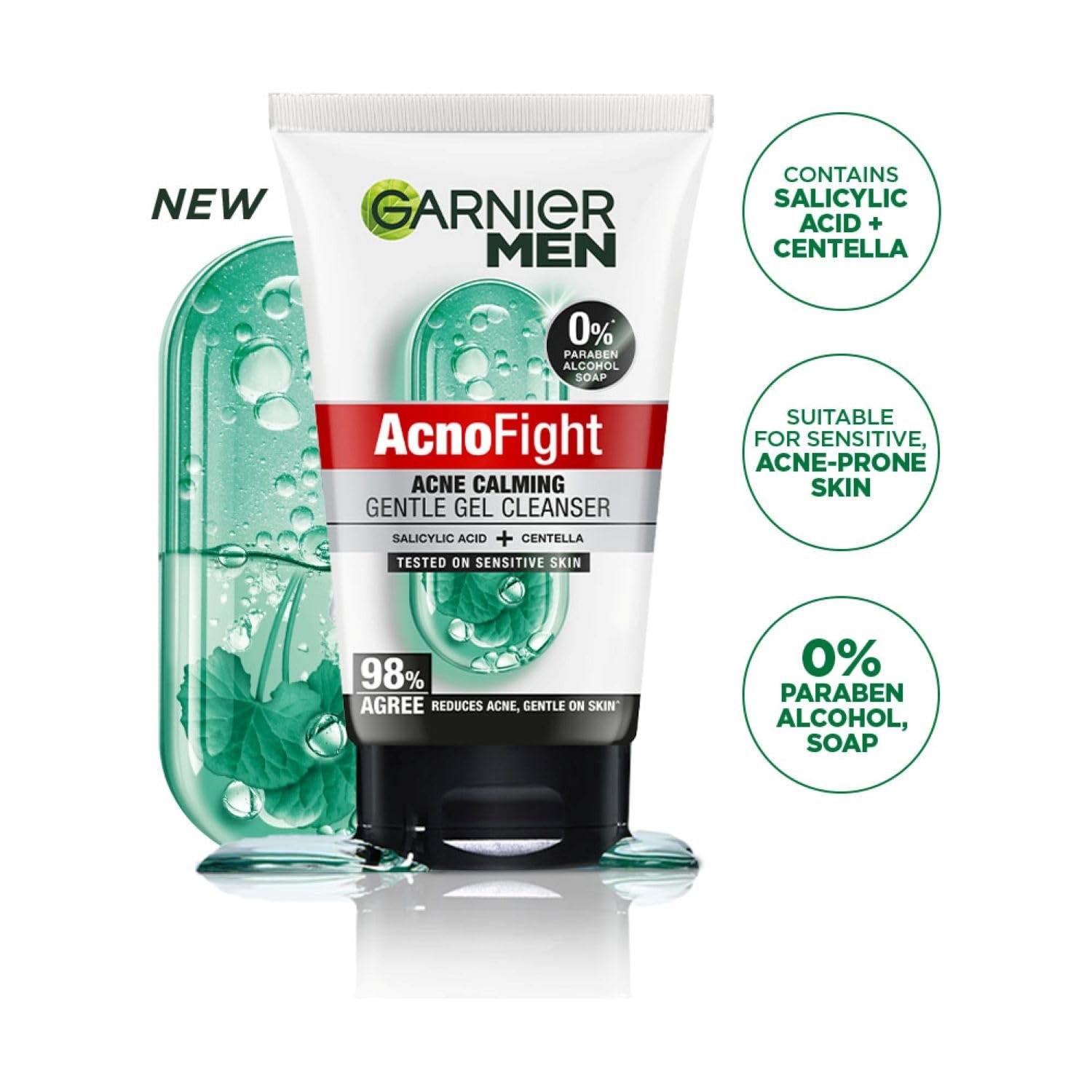Garnier Men Acno Fight Gentle Cleanser Facewash | For Acne-Prone, Sensitive Male Skin | 100g thumbnail